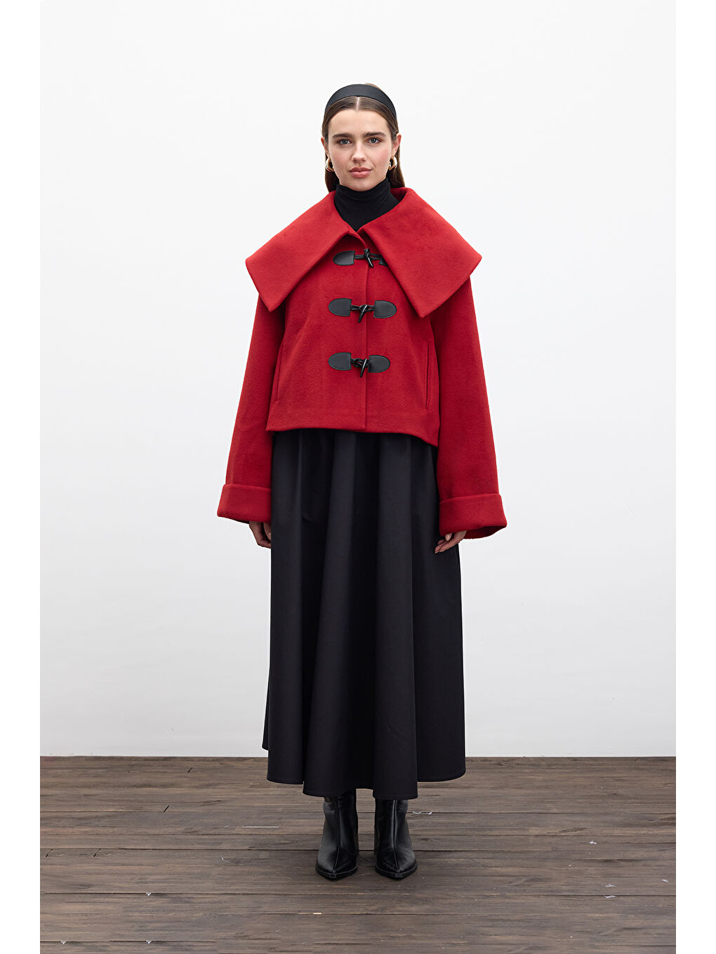 Tokalı Kaşe Kaban Kırmızı-4