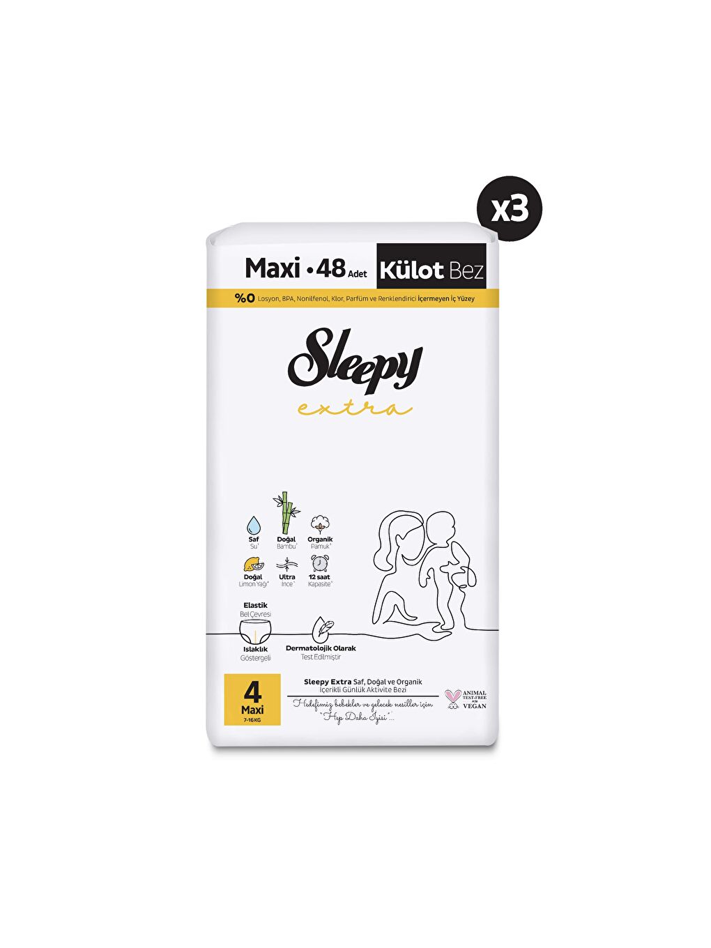 Extra Günlük Aktivite Avantajlı Paket Külot Bez 4 Numara Maxi 144 Adet-1