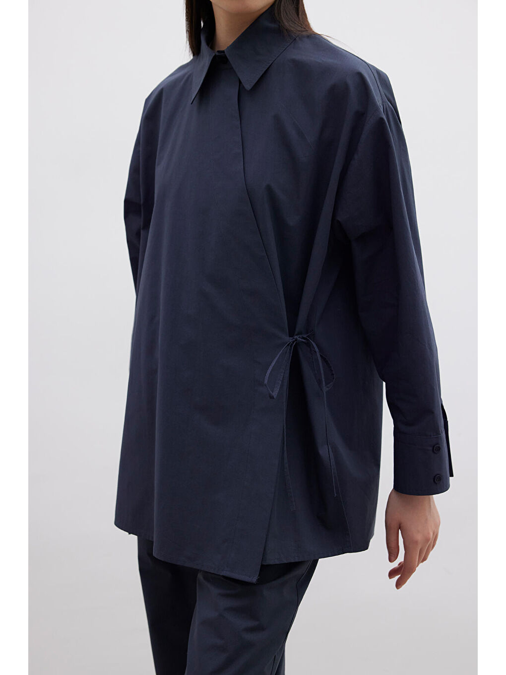 Kruvaze Kapama Premium Gömlek Lacivert-3