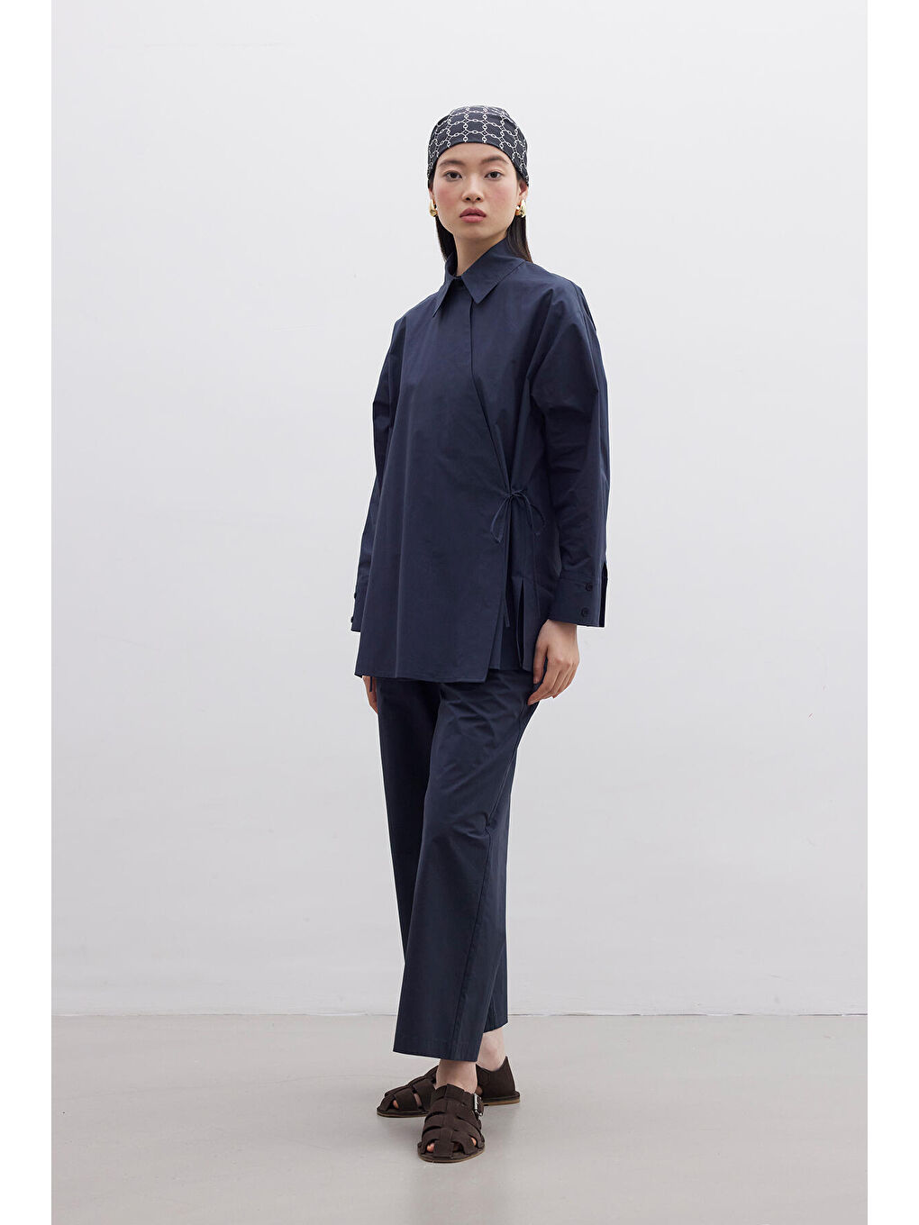 Kruvaze Kapama Premium Gömlek Lacivert-4