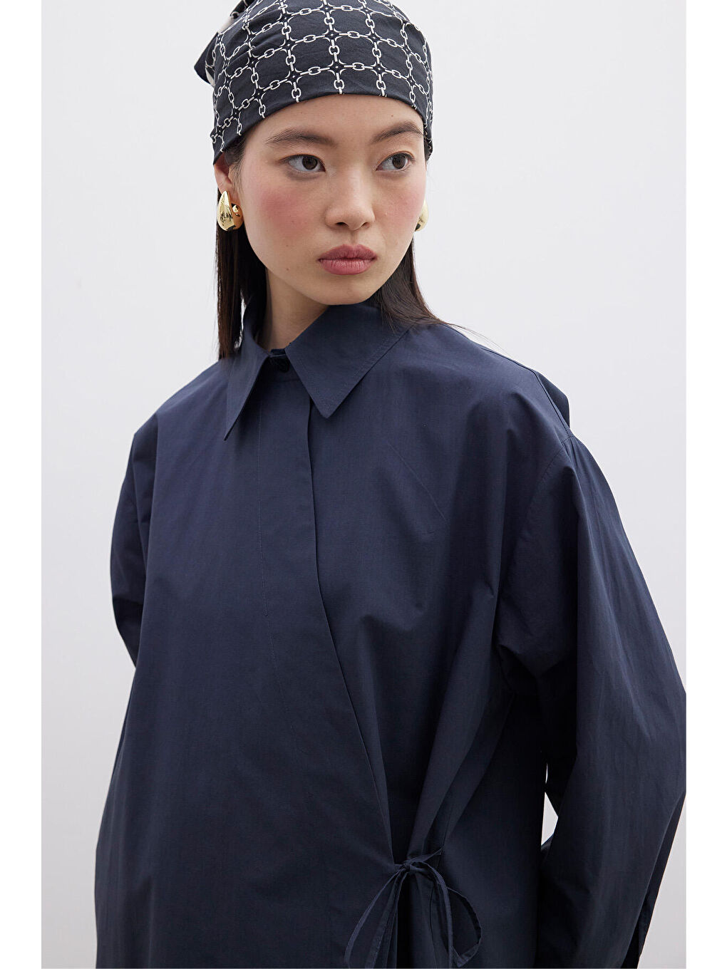 Kruvaze Kapama Premium Gömlek Lacivert-6