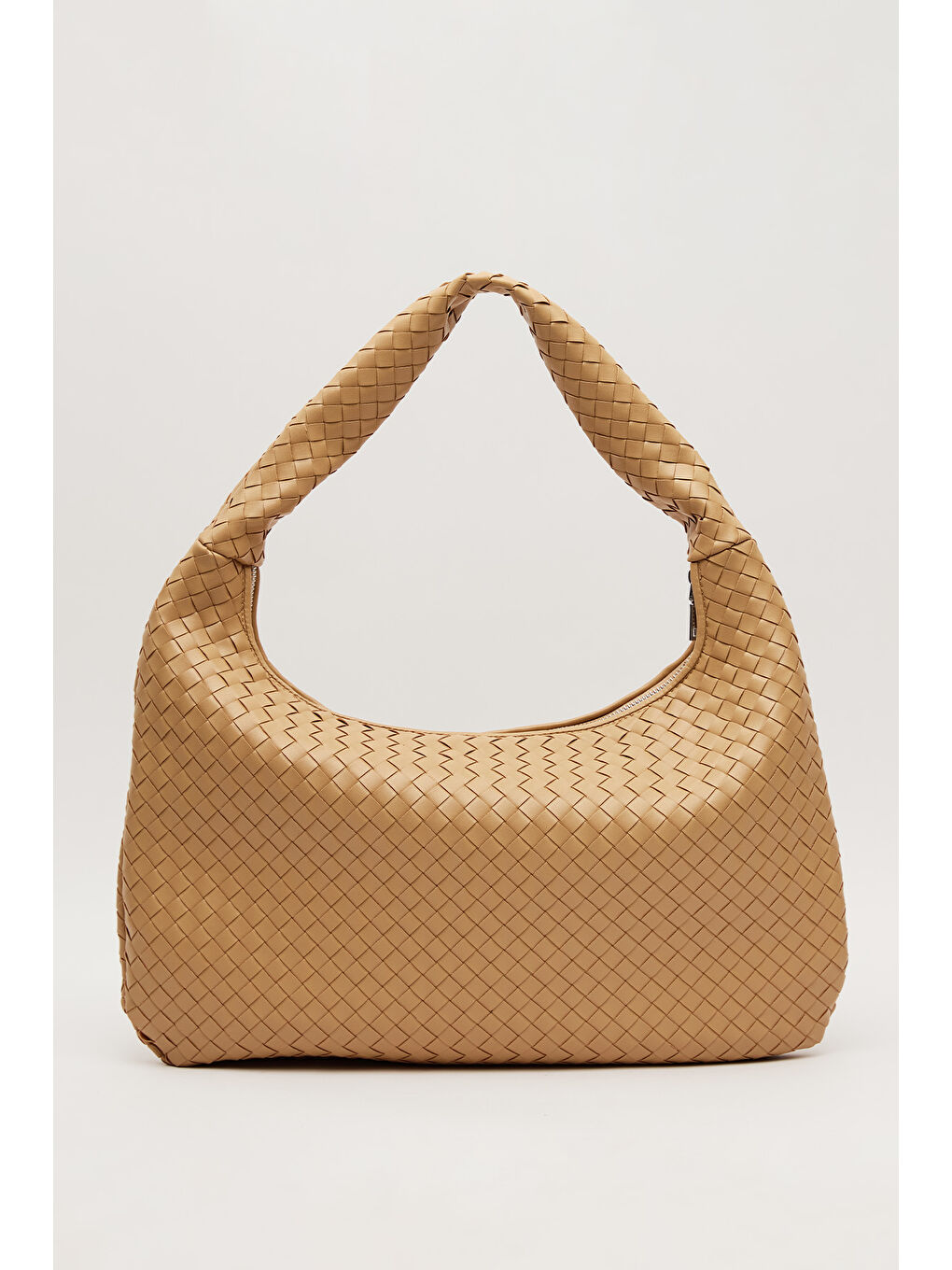 Kahverengi Frances Örgü Büyük Çanta Sütlü Kahve-2