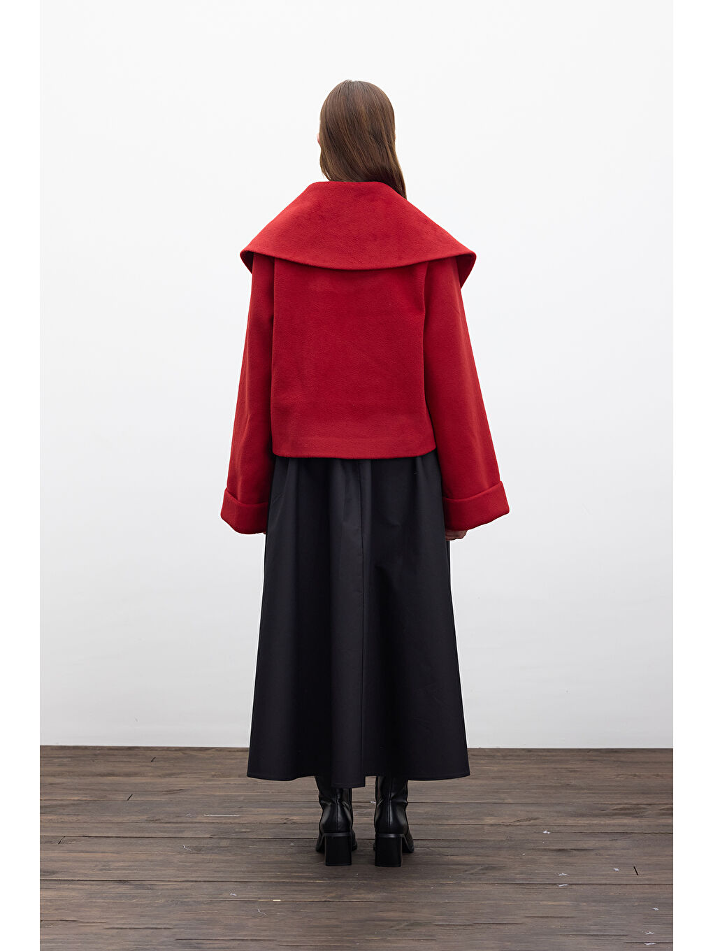 Tokalı Kaşe Kaban Kırmızı-7