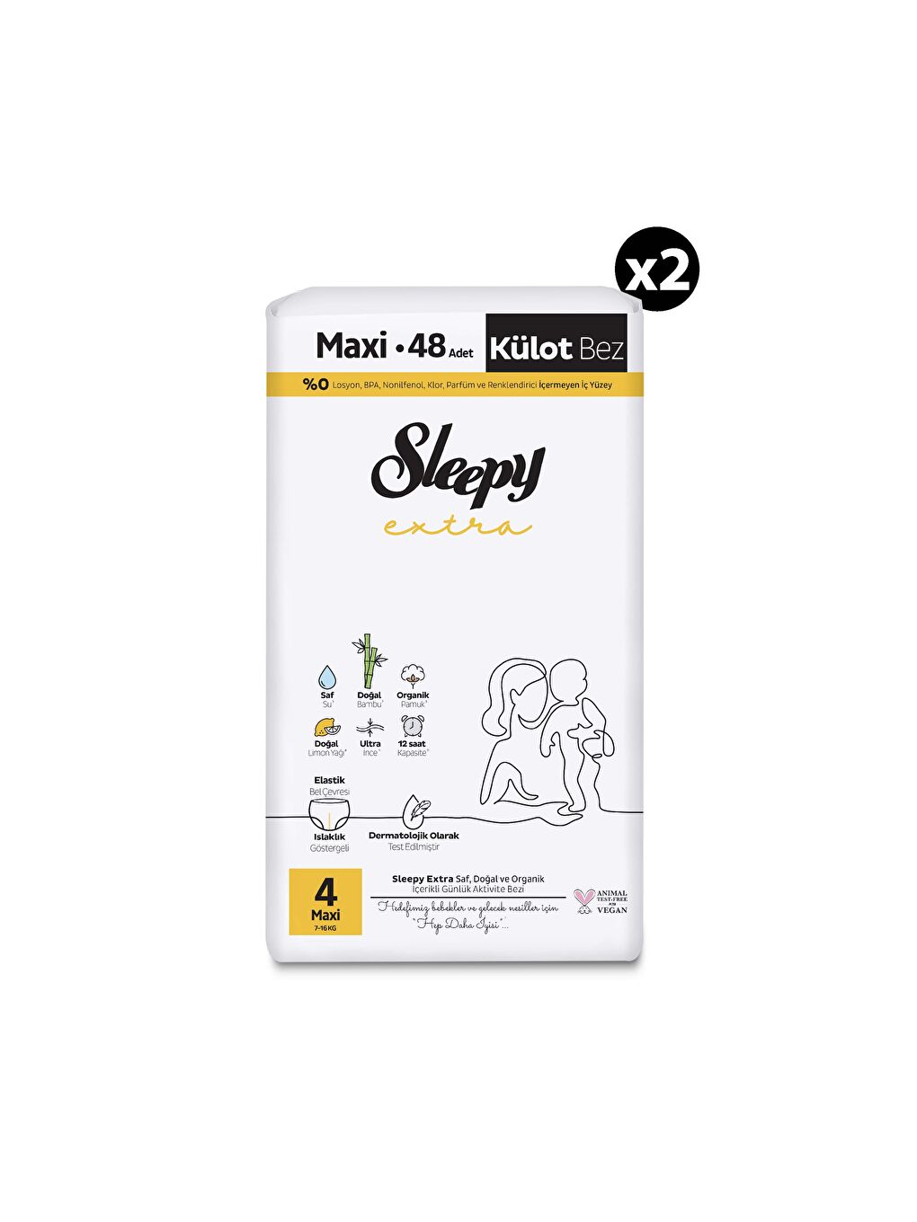 Extra Günlük Aktivite Süper Paket Külot Bez 4 Numara Maxi 96 Adet-1