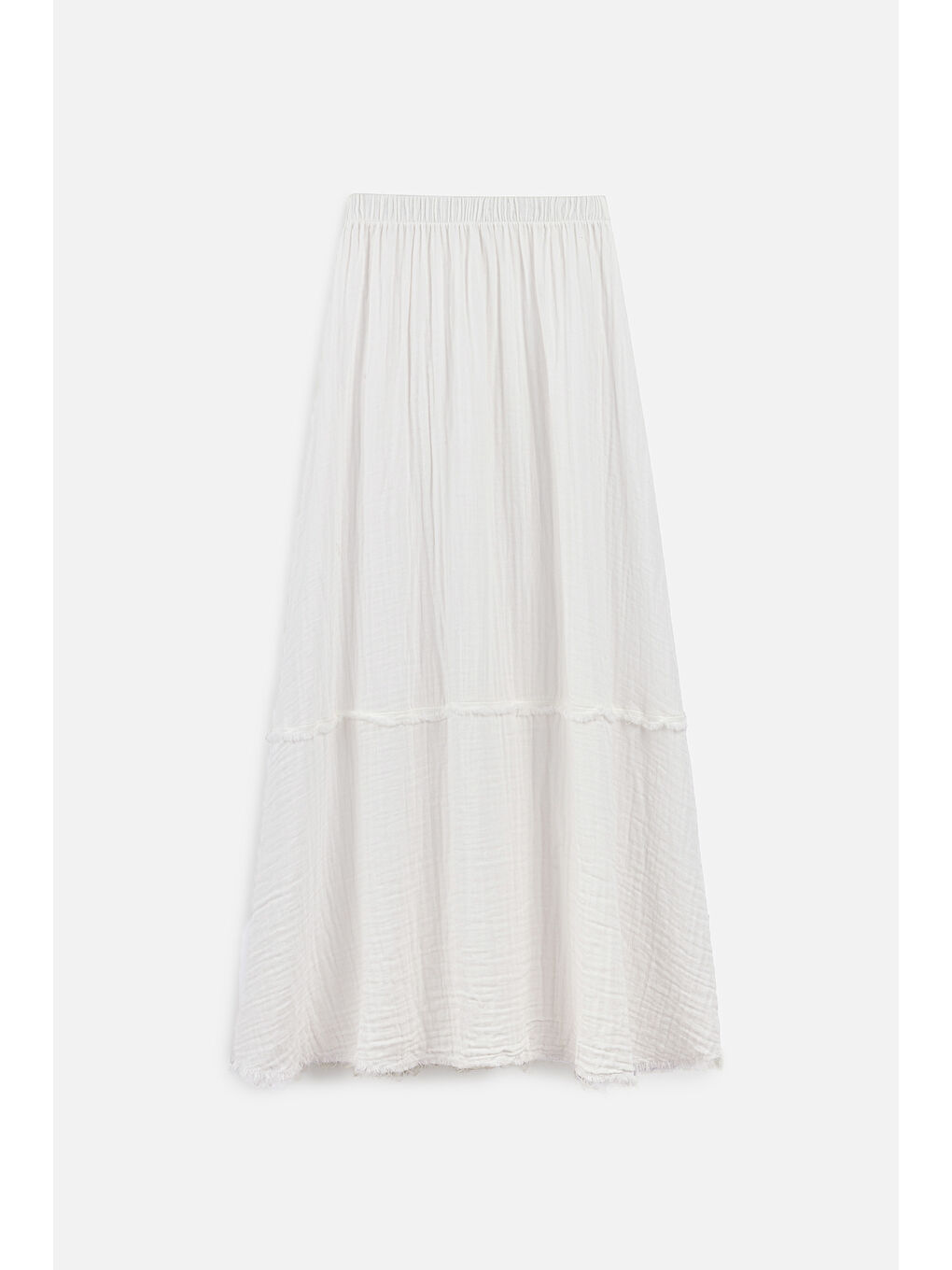 Müslin Katlı Geniş Etek Ekru-1