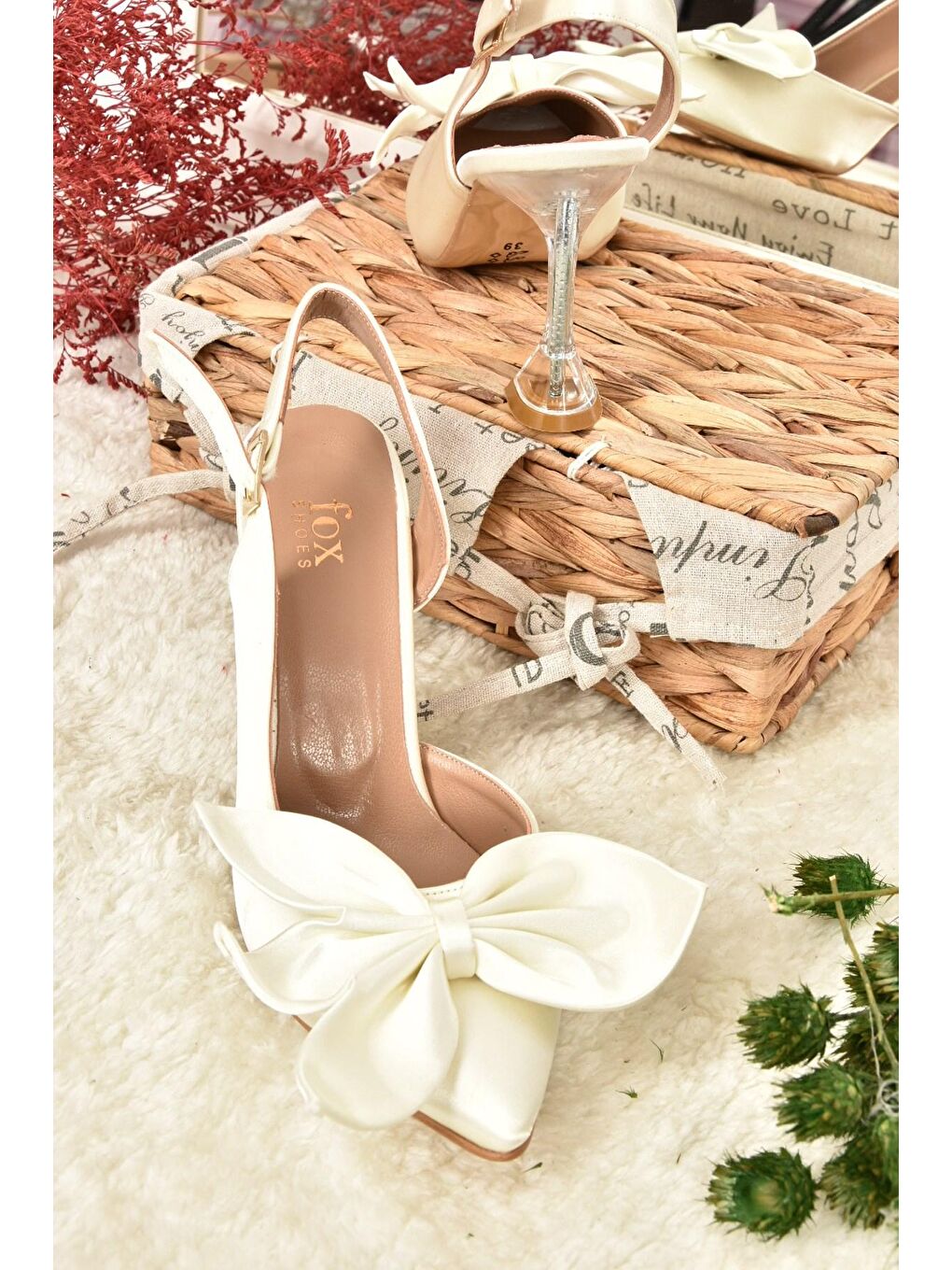 Bej Kumaş Cam Topuklu Kadın Ayakkabı K922295004-4