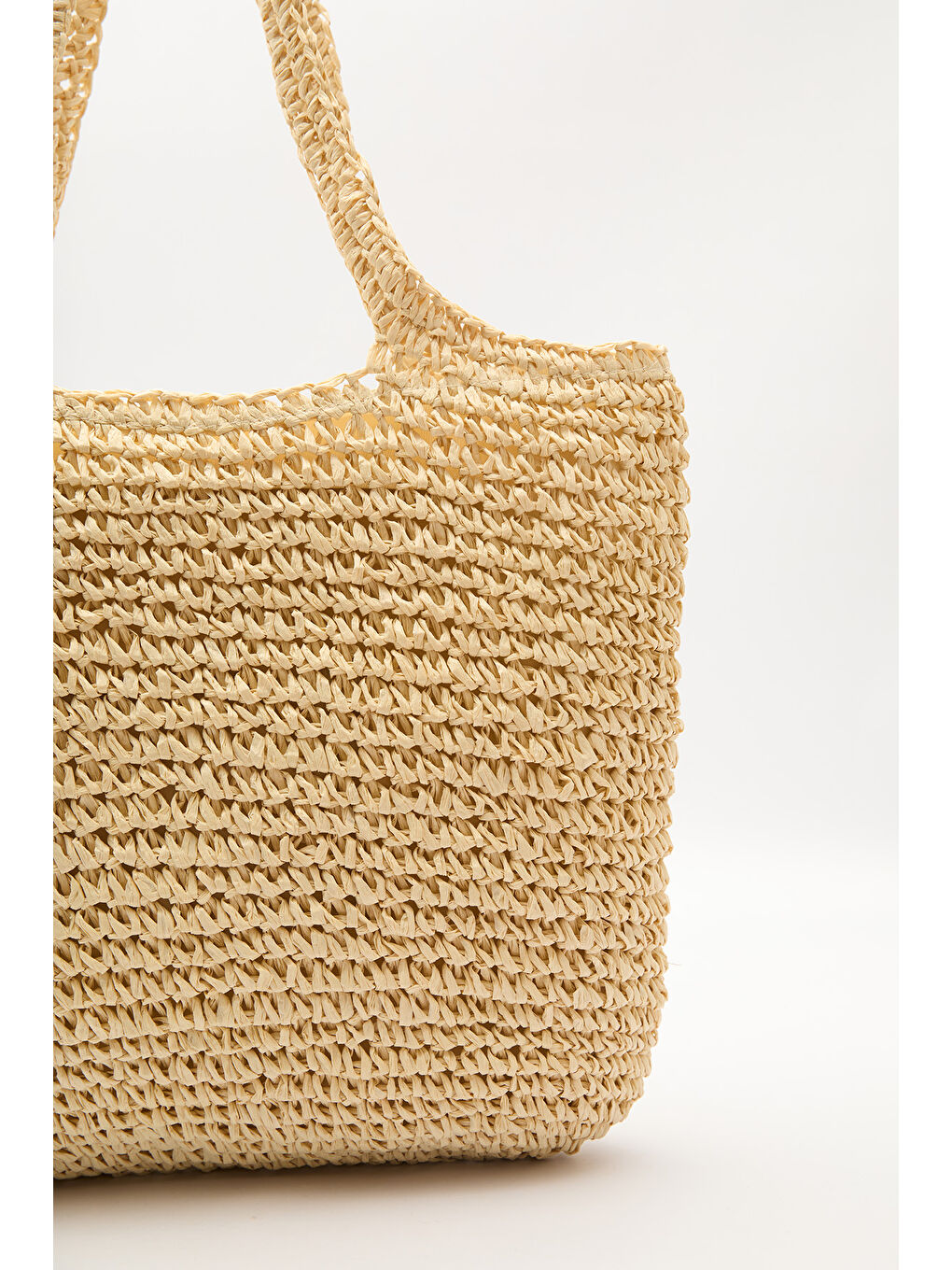 Medıum Hasır Kol Çantası Bej-1