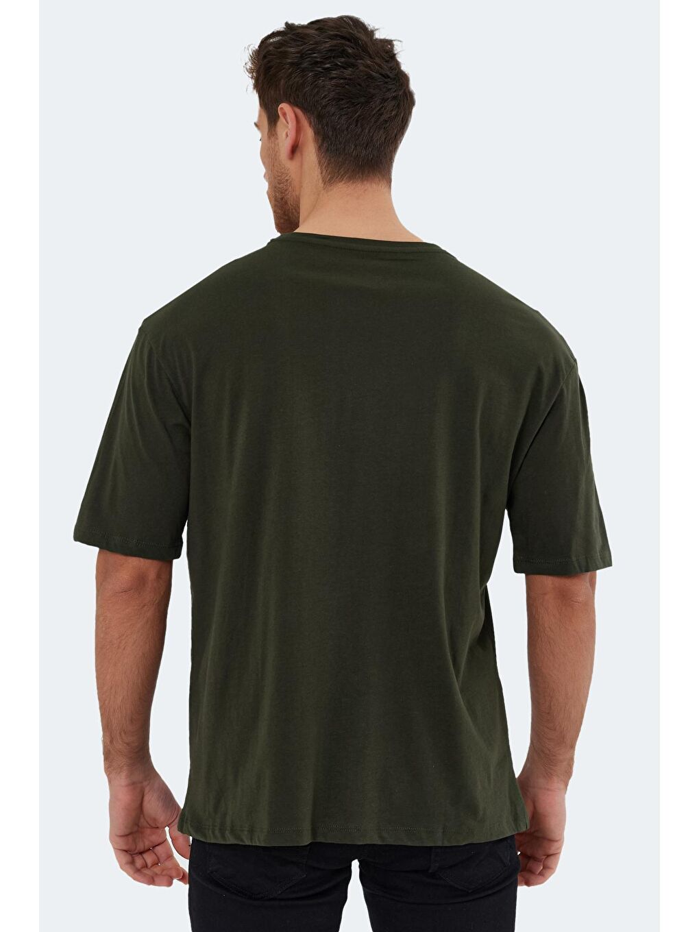 KAISER Erkek %100 Pamuk Tişört Koyu Yeşil-1