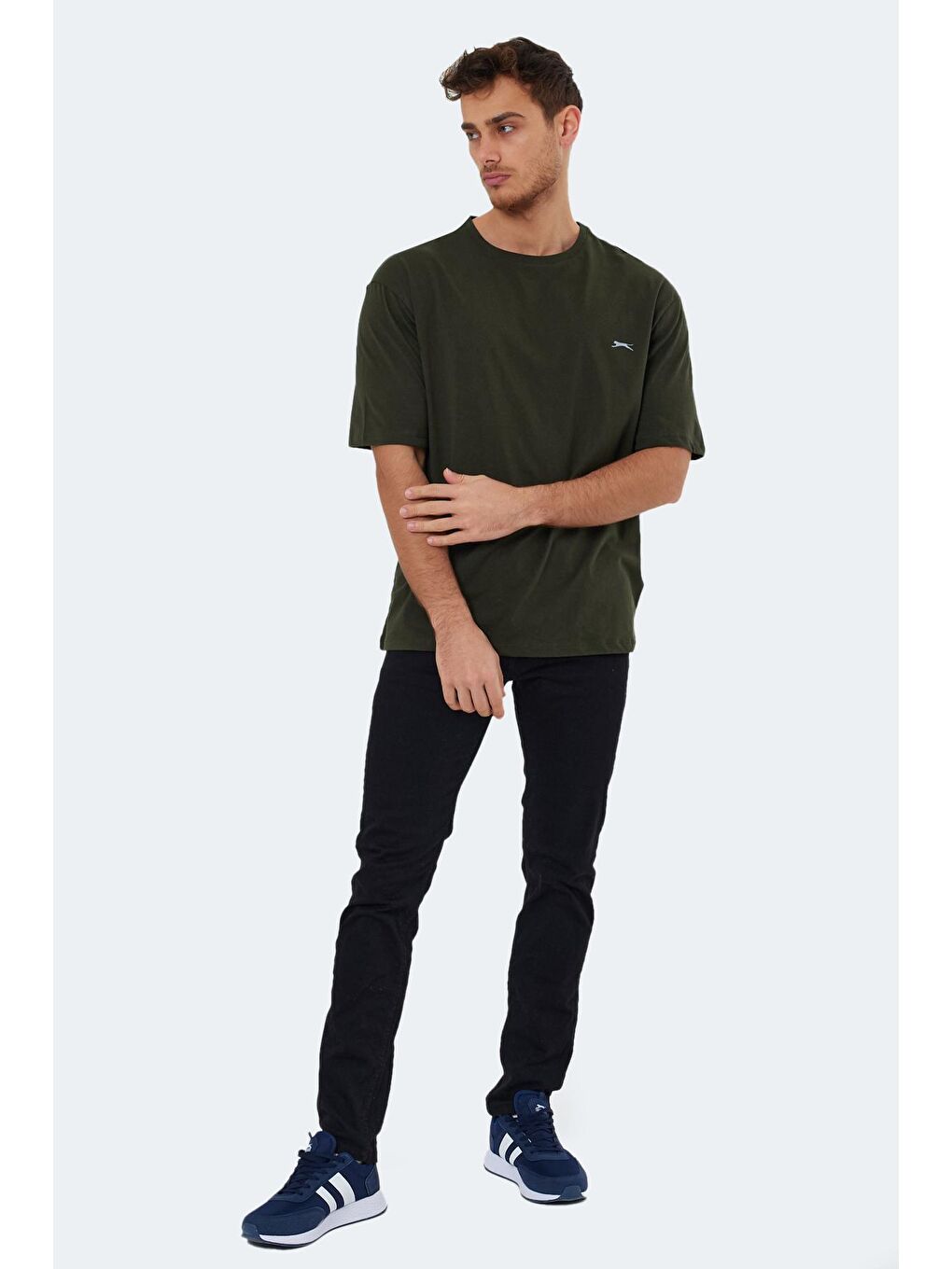 KAISER Erkek %100 Pamuk Tişört Koyu Yeşil-3