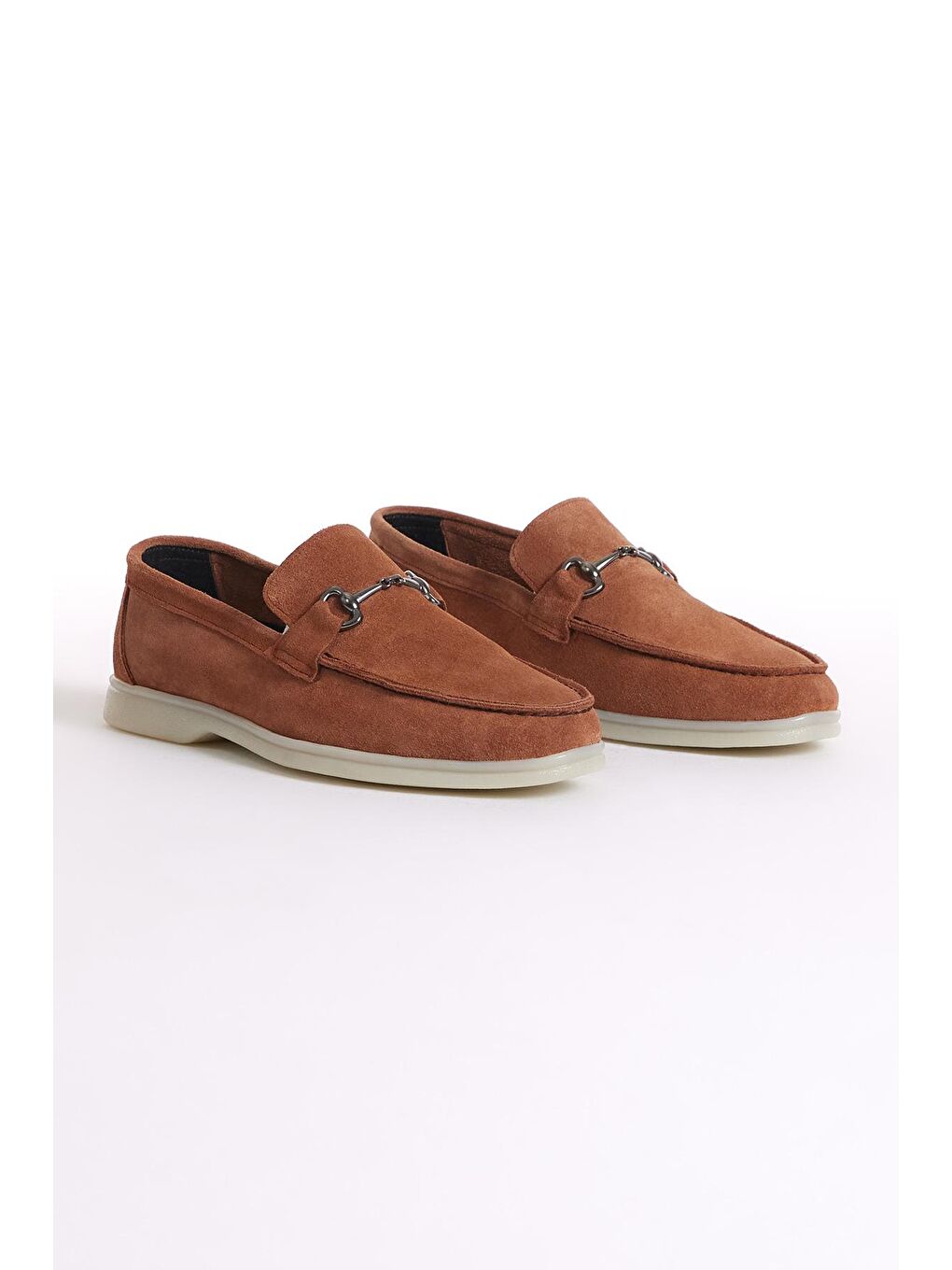 Kahverengi Erkek Taba Önü Tokalı Süet Hakiki Deri Loafer