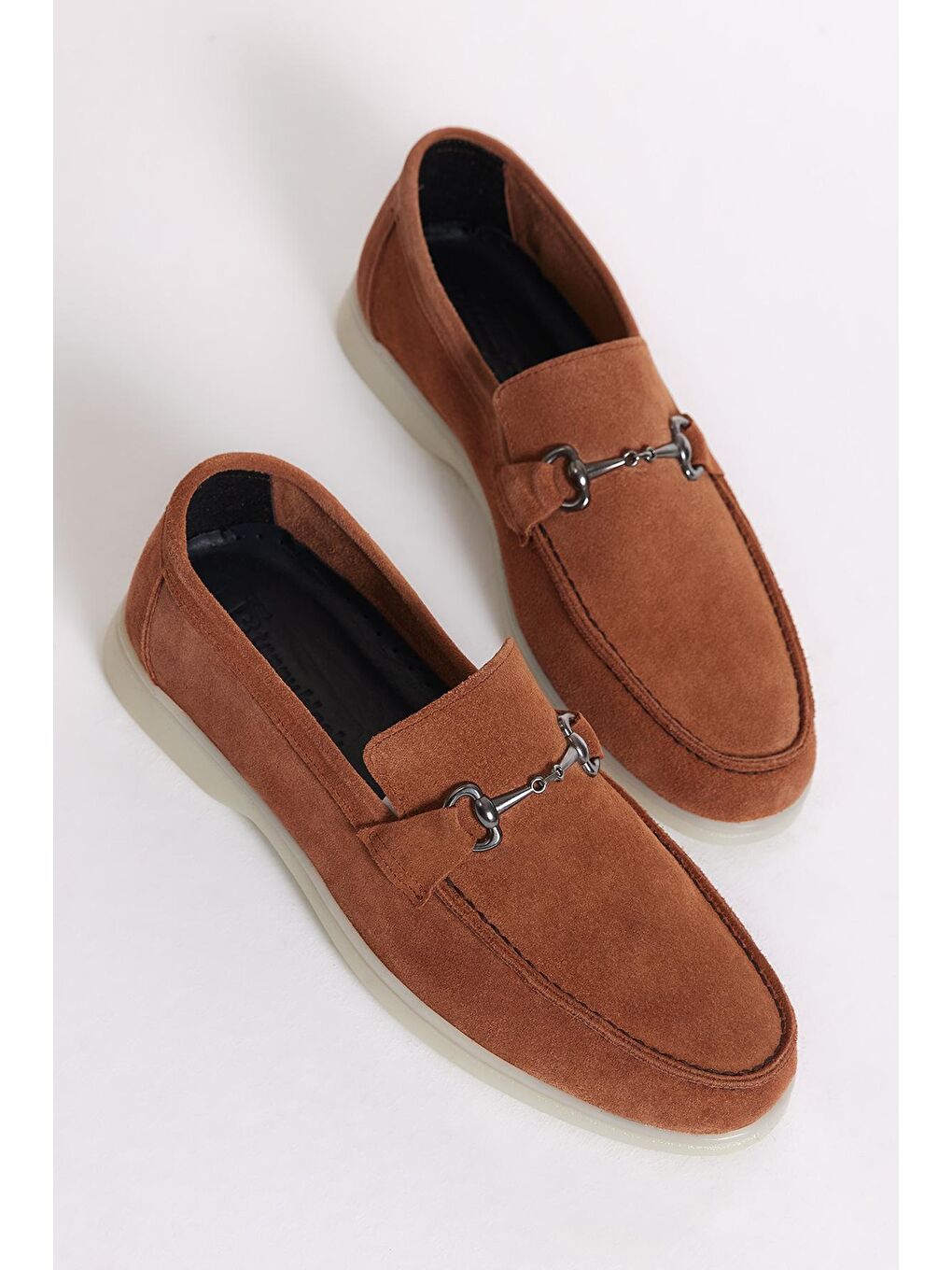 Kahverengi Erkek Taba Önü Tokalı Süet Hakiki Deri Loafer-1