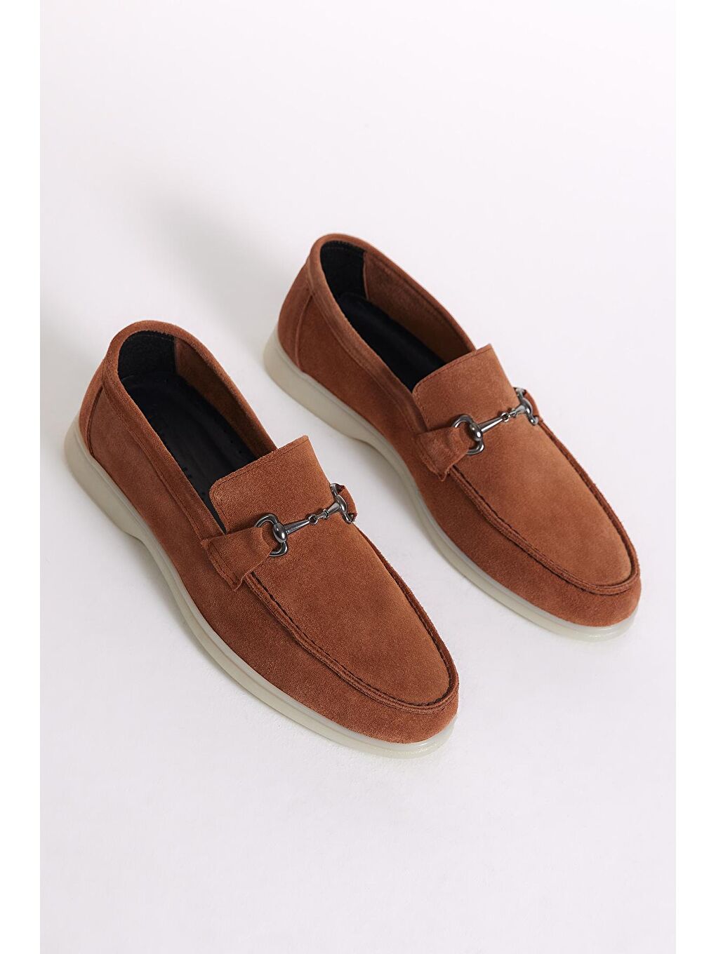 Kahverengi Erkek Taba Önü Tokalı Süet Hakiki Deri Loafer-2