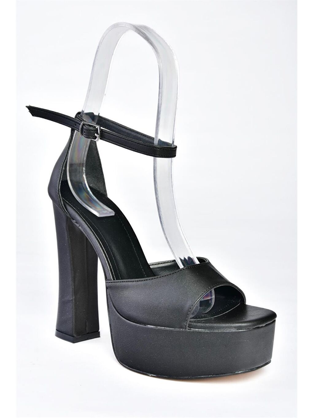 P404560709 Siyah Platform Yüksek Topuklu Kadın Ayakkabı-4