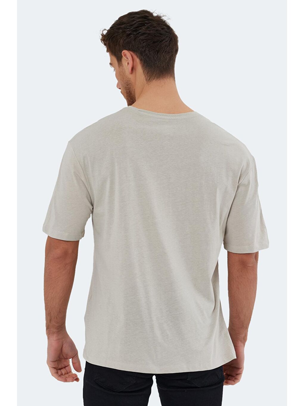 Bej KAISER Erkek %100 Pamuk Tişört Taş Gri-1