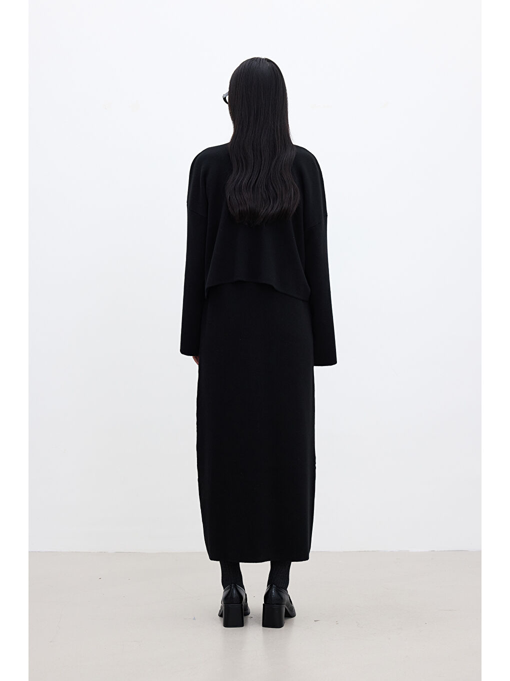 Bağcıklı Triko Hırka Siyah-5