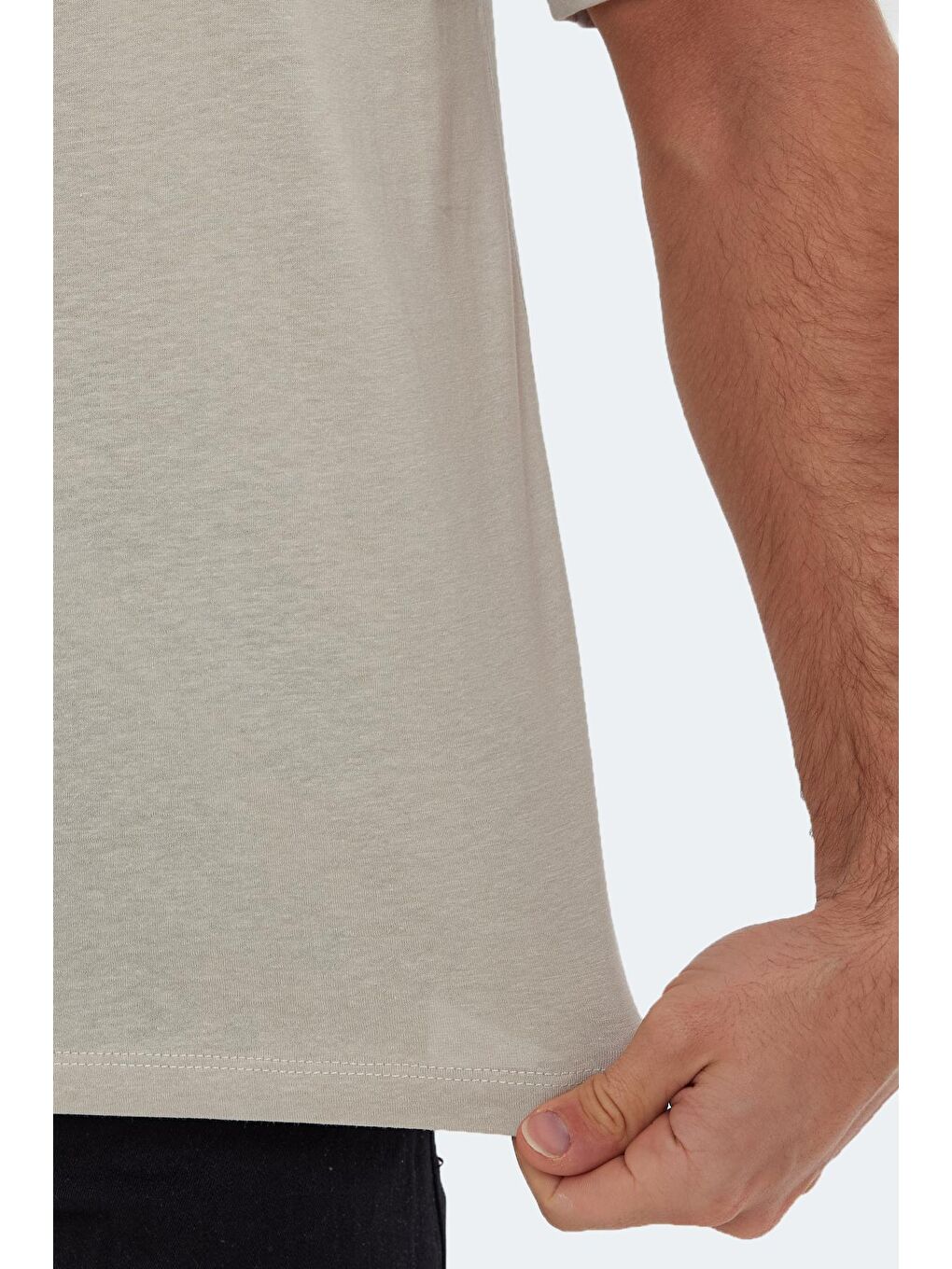 Bej KAISER Erkek %100 Pamuk Tişört Taş Gri-4