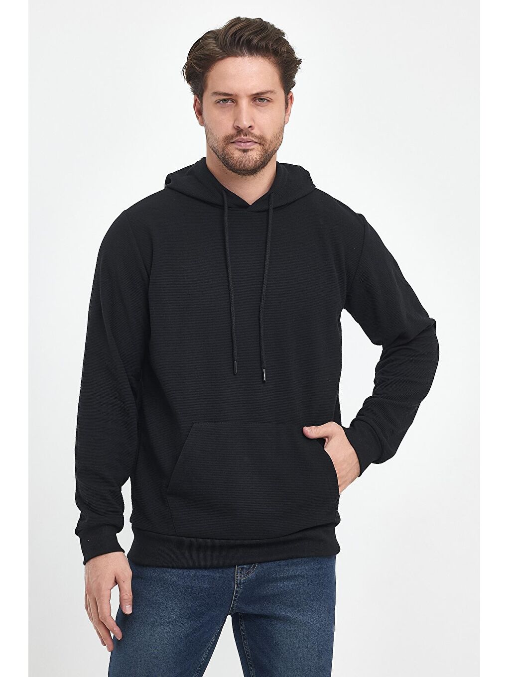 Rodi Siyah Kapuşonlu Erkek  Sweatshirt