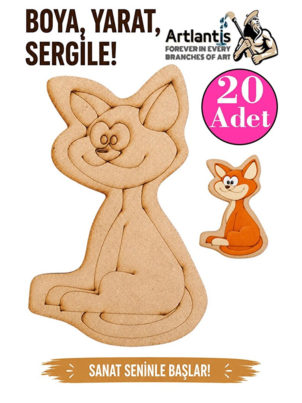 Ahşap Boyama Hayvanlar 20 Adet 10x15 Set2 Hayvan Boyama Figürü Etkinlik Çocuk Gelişim Motor Beceri