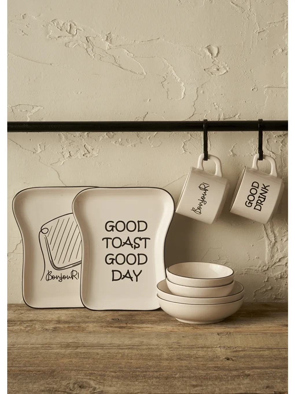 2 Kişilik  8 Parça Kahvaltı   Takımı Siyah