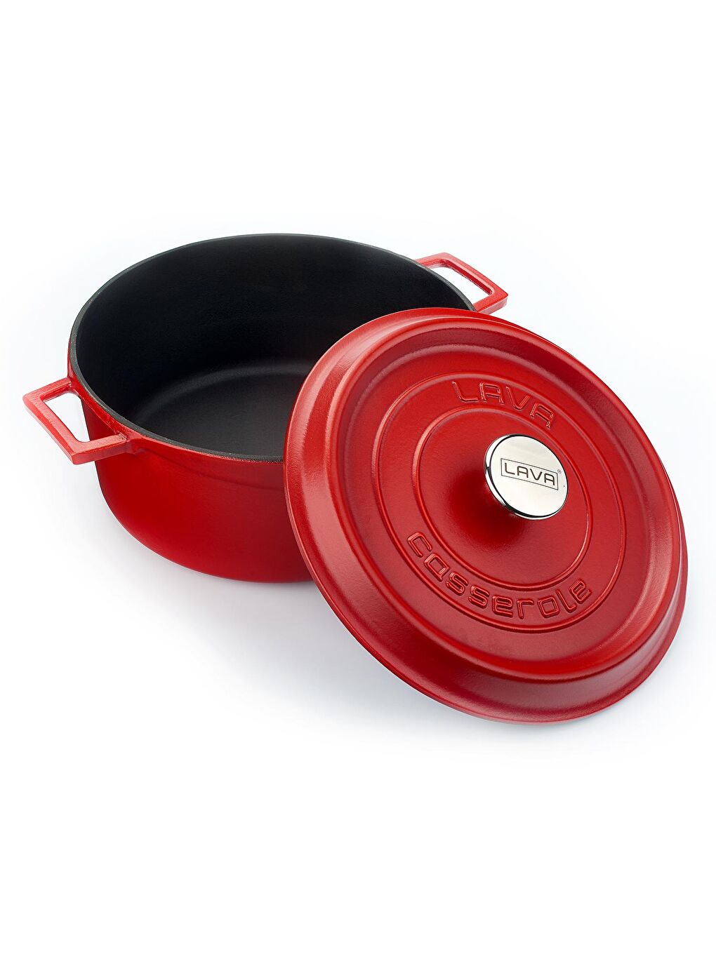 Kırmızı Yuvarlak Tencere Döküm Demir Yekpare Kulplu Spring Serisi Çap(Ø)28cm.-1