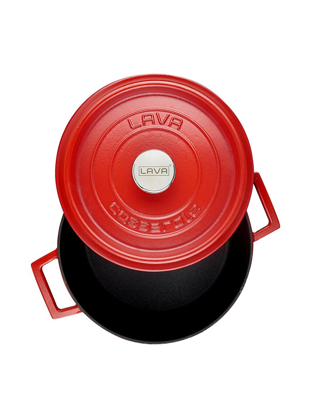 Kırmızı Yuvarlak Tencere Döküm Demir Yekpare Kulplu Spring Serisi Çap(Ø)28cm.-2