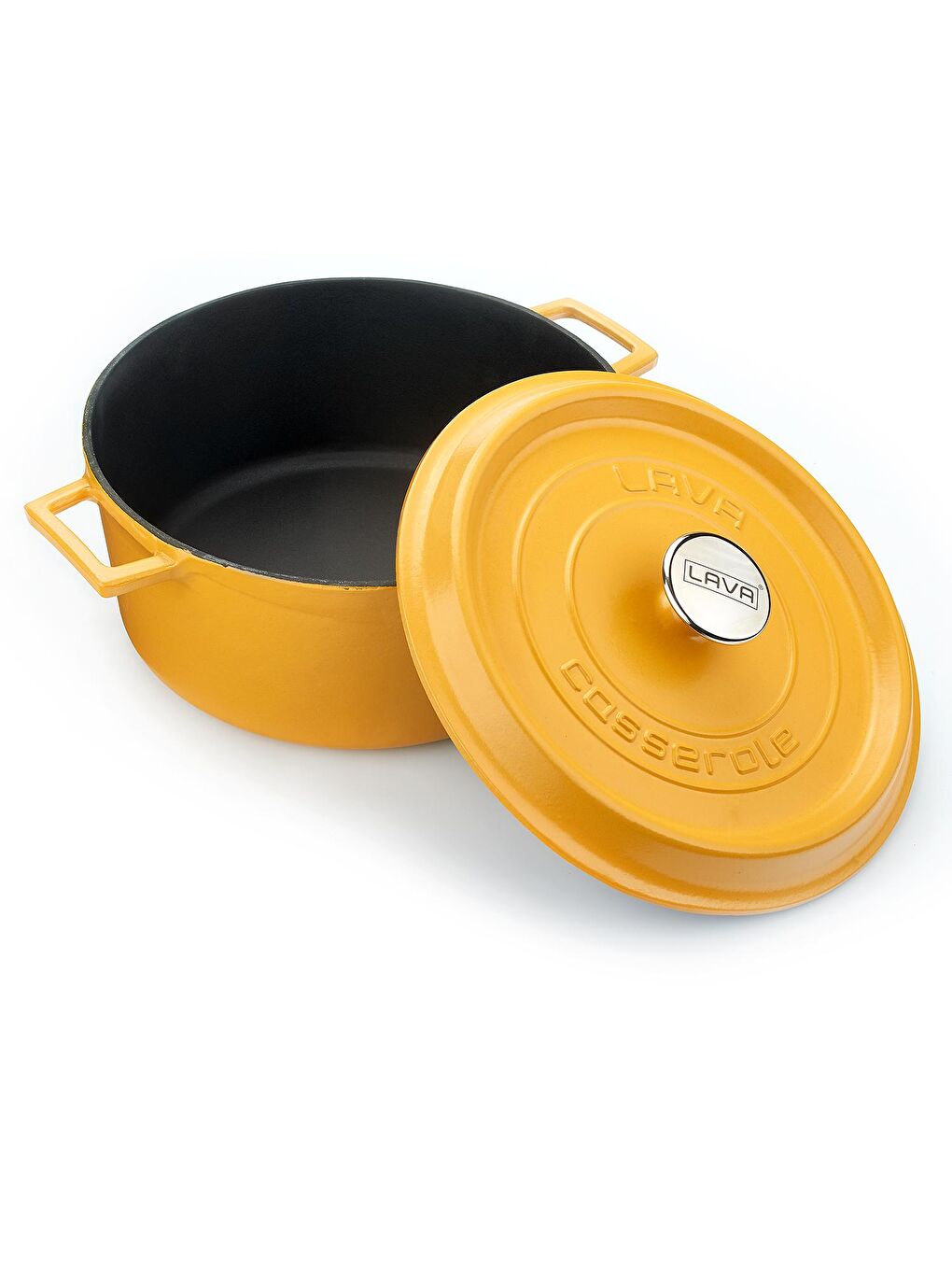 Sarı Yuvarlak Tencere Döküm Demir Yekpare Kulplu Spring Serisi Çap(Ø)28cm.-2