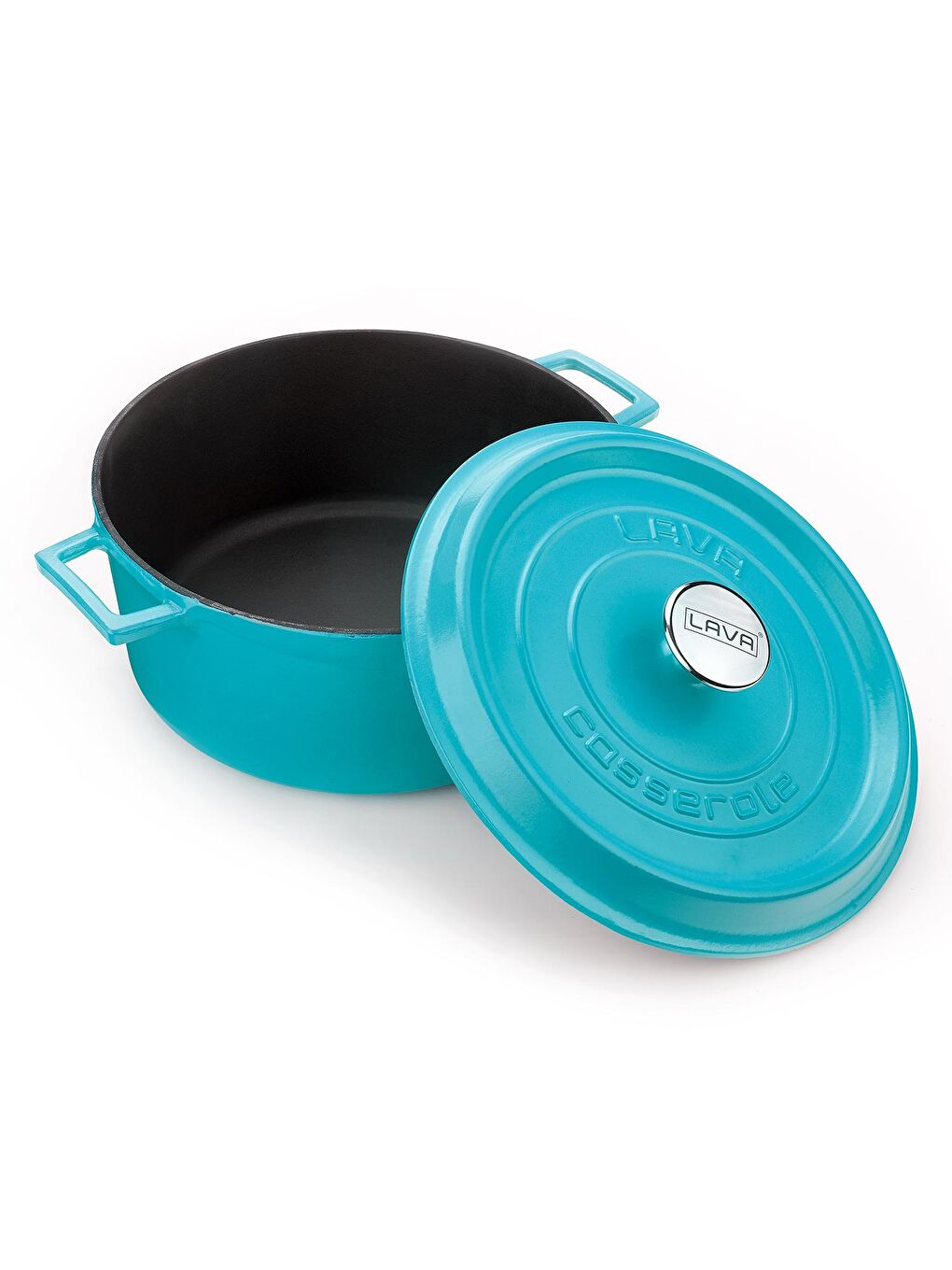 Turkuaz Yuvarlak Tencere Döküm Demir Yekpare Kulplu Spring Serisi Çap(Ø)28cm.-2