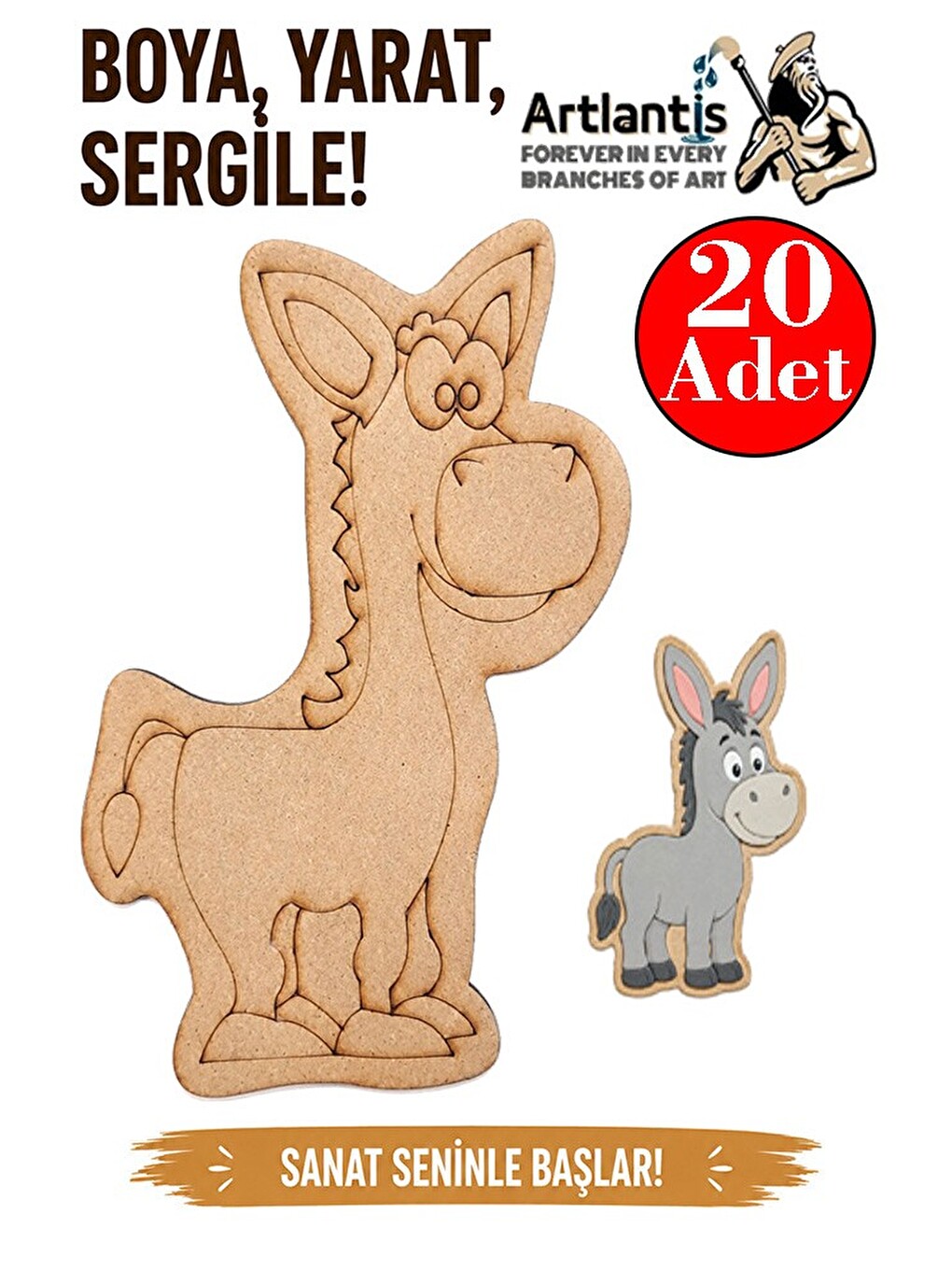 Ahşap Boyama Hayvanlar 20 Adet 10x15 Set3 Hayvan Boyama Figürü Etkinlik Çocuk Gelişim Motor Beceri
