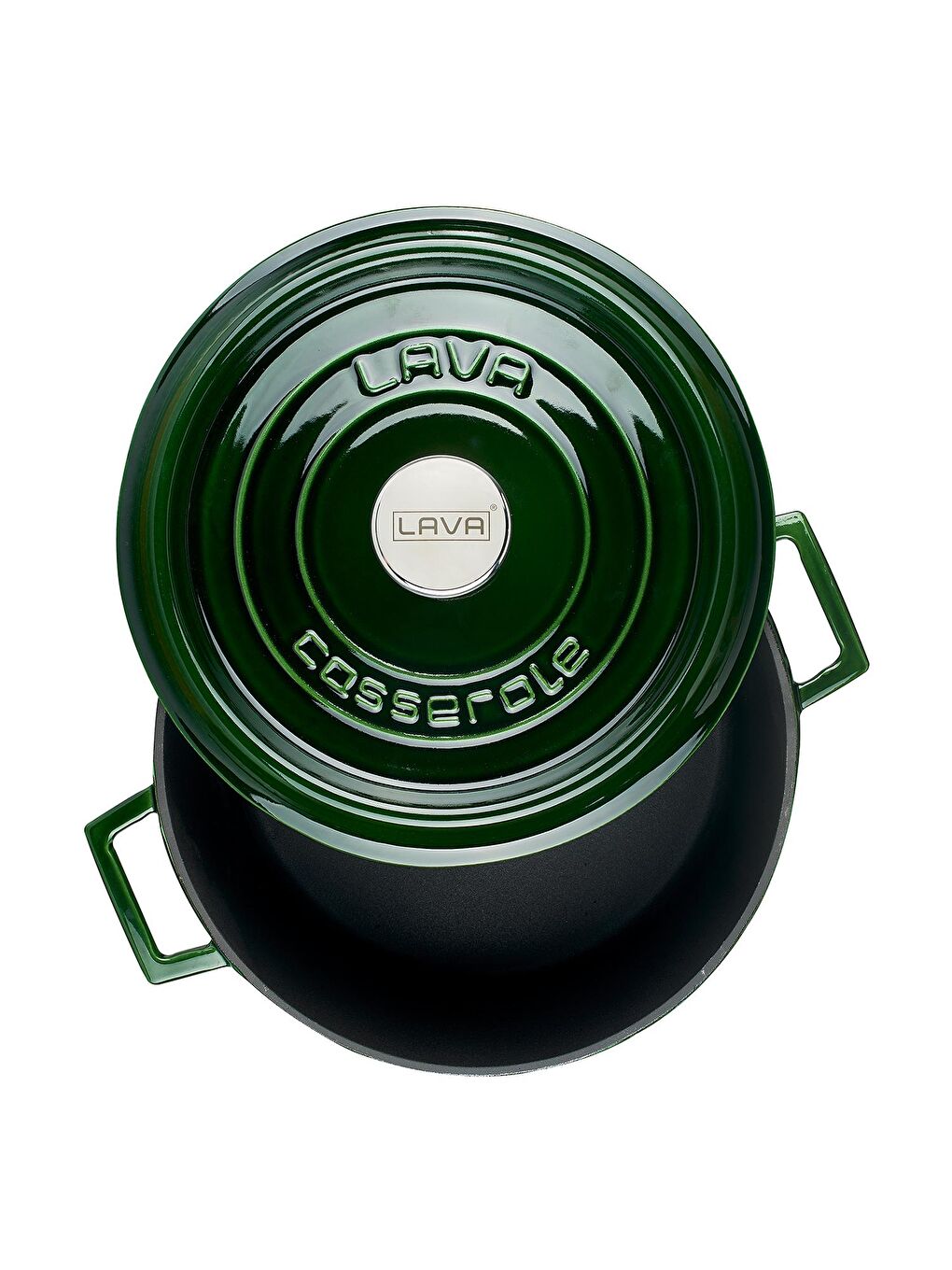 Yeşil Yuvarlak Tencere Döküm Demir Yekpare Kulplu Premium Serisi Çap(Ø)28cm.-1