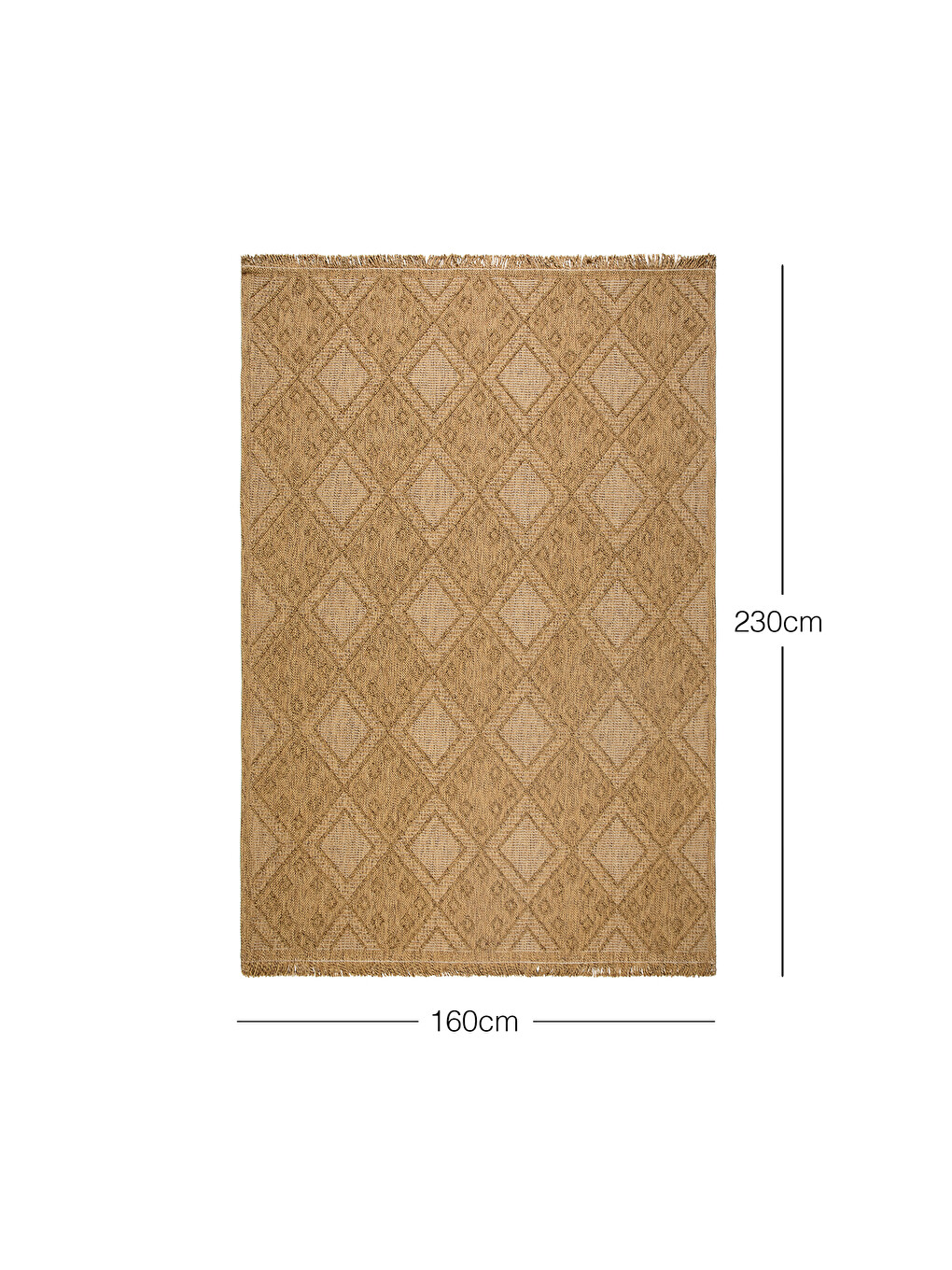 Bej Jüt Görünümlü Karo Desenli Halı Kilim 160x230 cm-4