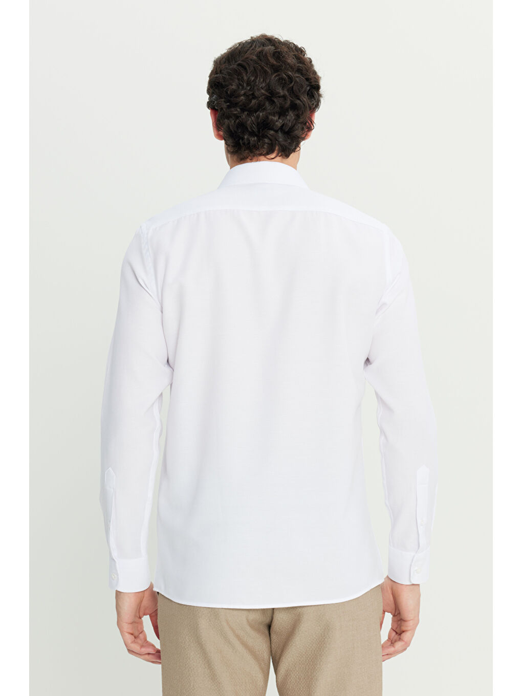 Erkek Beyaz Tailored Slim Fit Dar Kesim Küçük İtalyan Yaka Armürlü Oxford Gömlek-5