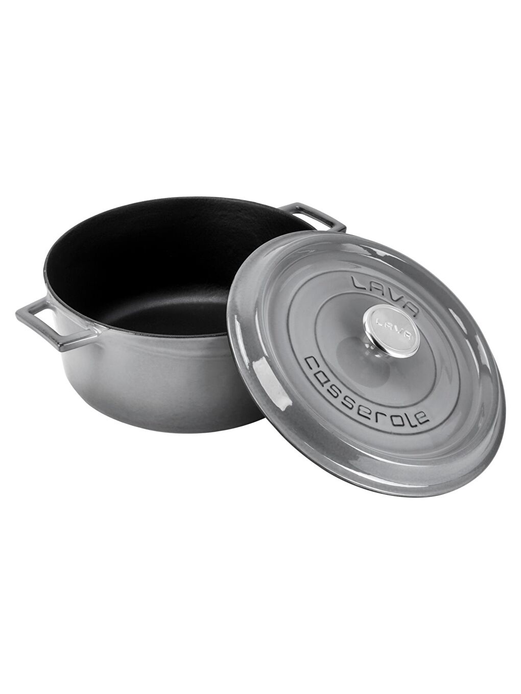 Gri Yuvarlak Tencere Döküm Demir Yekpare Kulplu Premium Serisi Çap(Ø)28cm.-2