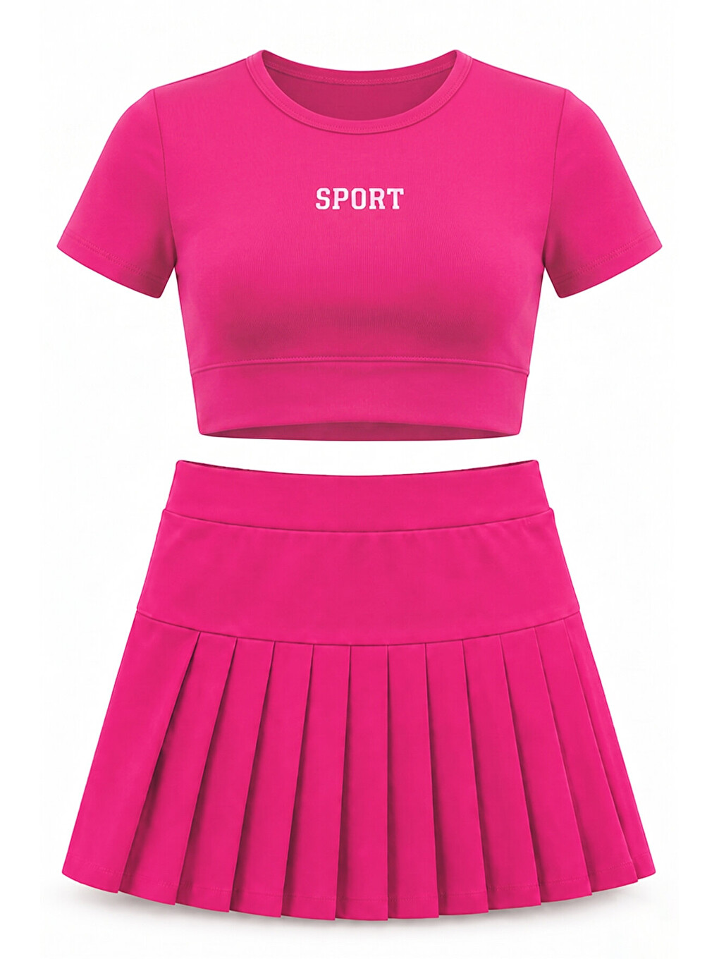 Fuşya Kısa Kol Üst Şortlu Etekli Kız Çocuk Yüzücü Mayo 26604 Neon Pembe