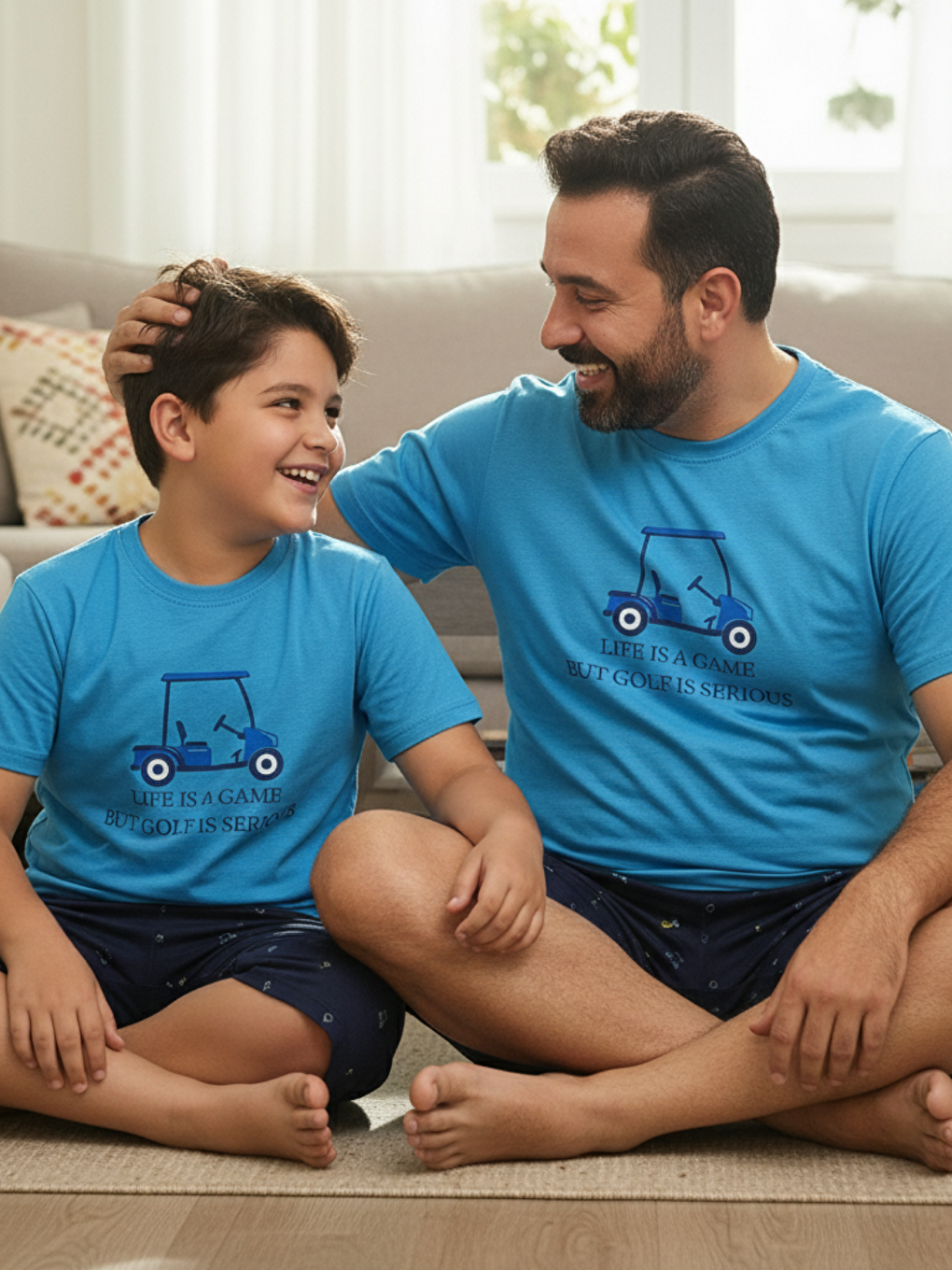 Erkek Çocuk Lacivert Mavi Renk Baskılı Şortlu Takım Bb2132-1