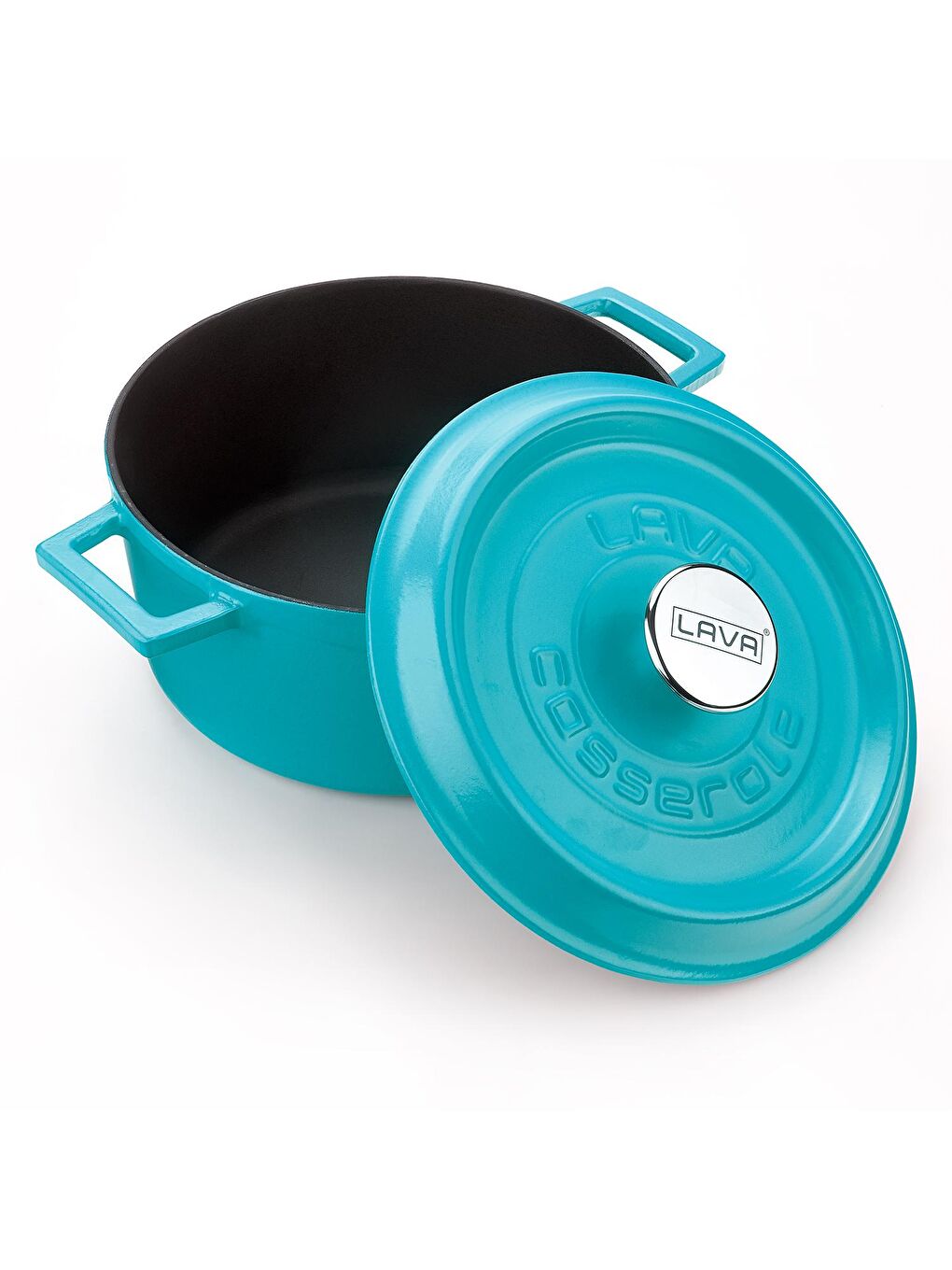 Turkuaz Yuvarlak Tencere Döküm Demir Yekpare Kulplu Spring Serisi Çap(Ø)24cm.-2