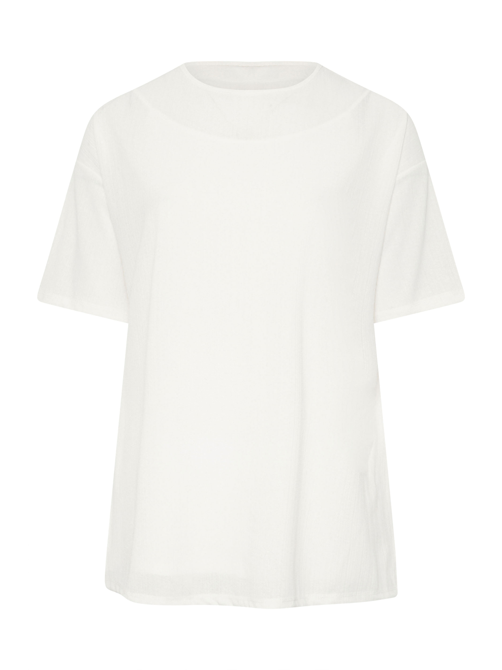 Beyaz Büyük Beden Bisiklet Yaka Kısa Kollu Yanları Yırtmaçlı Astarlı Bluz 303434-5