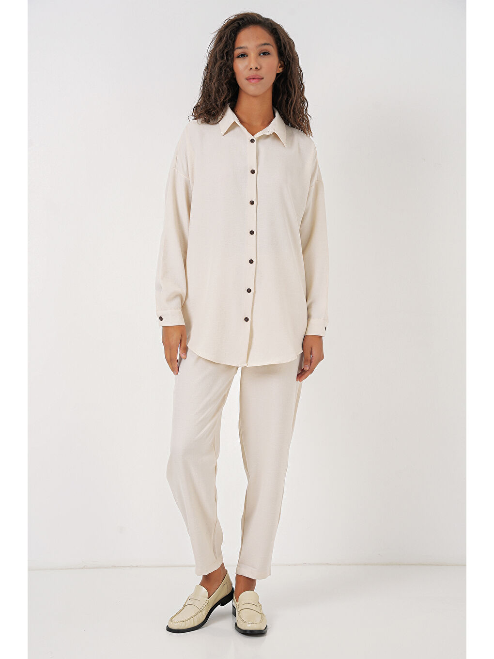 6622 Keten İkili Takım - Ekru-2