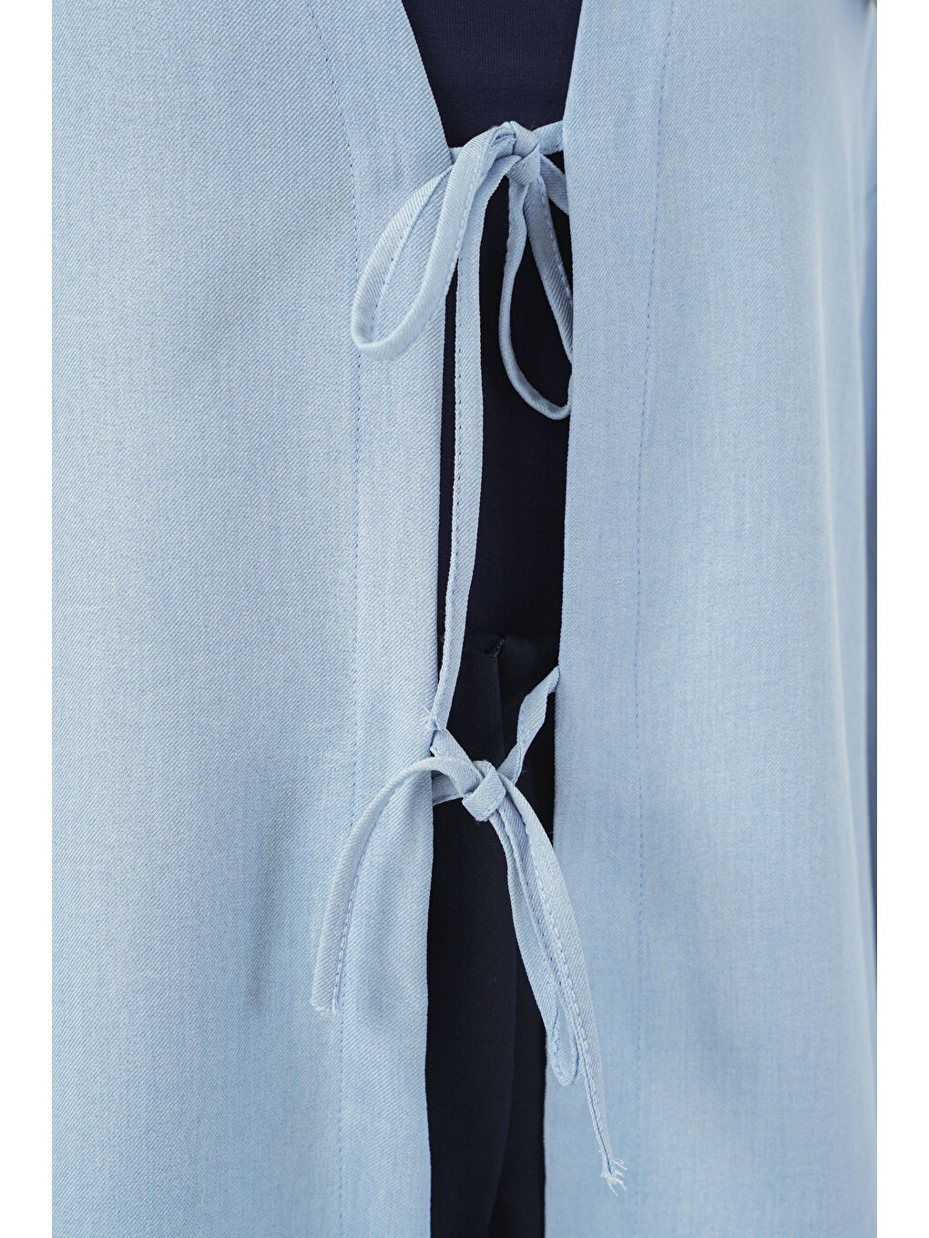 Keten Tesettür Kimono 5968 - Mavi-4