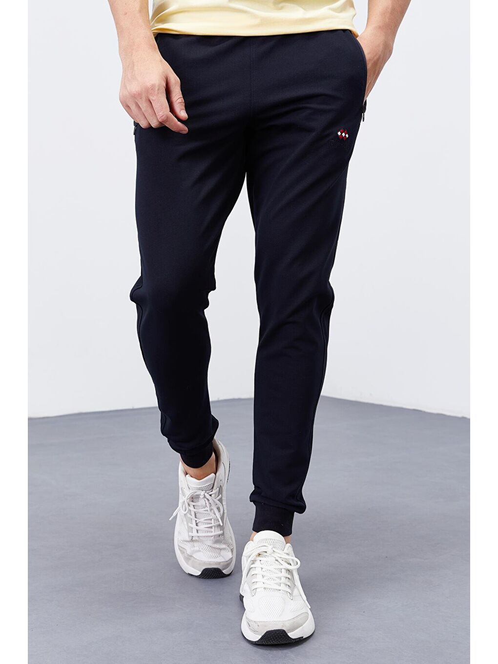 TOMMYLIFE Lacivert Fermuar Cepli Standart Kalıp Jogger Erkek Eşofman Alt - 84651 - 3