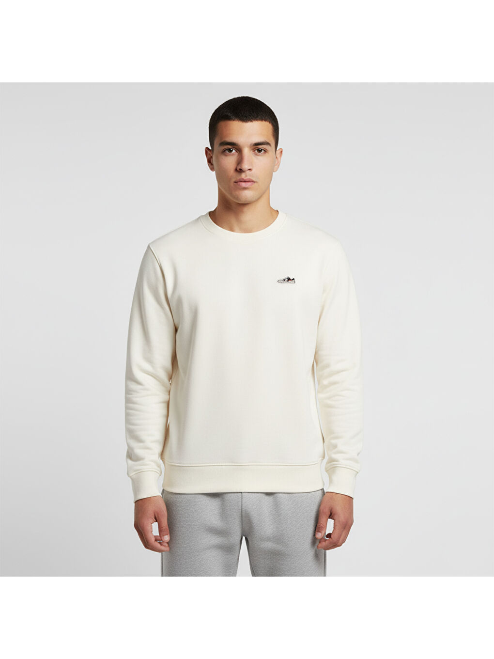 Elfin Kadın Beyaz Bisiklet Yaka Sweatshirt-1