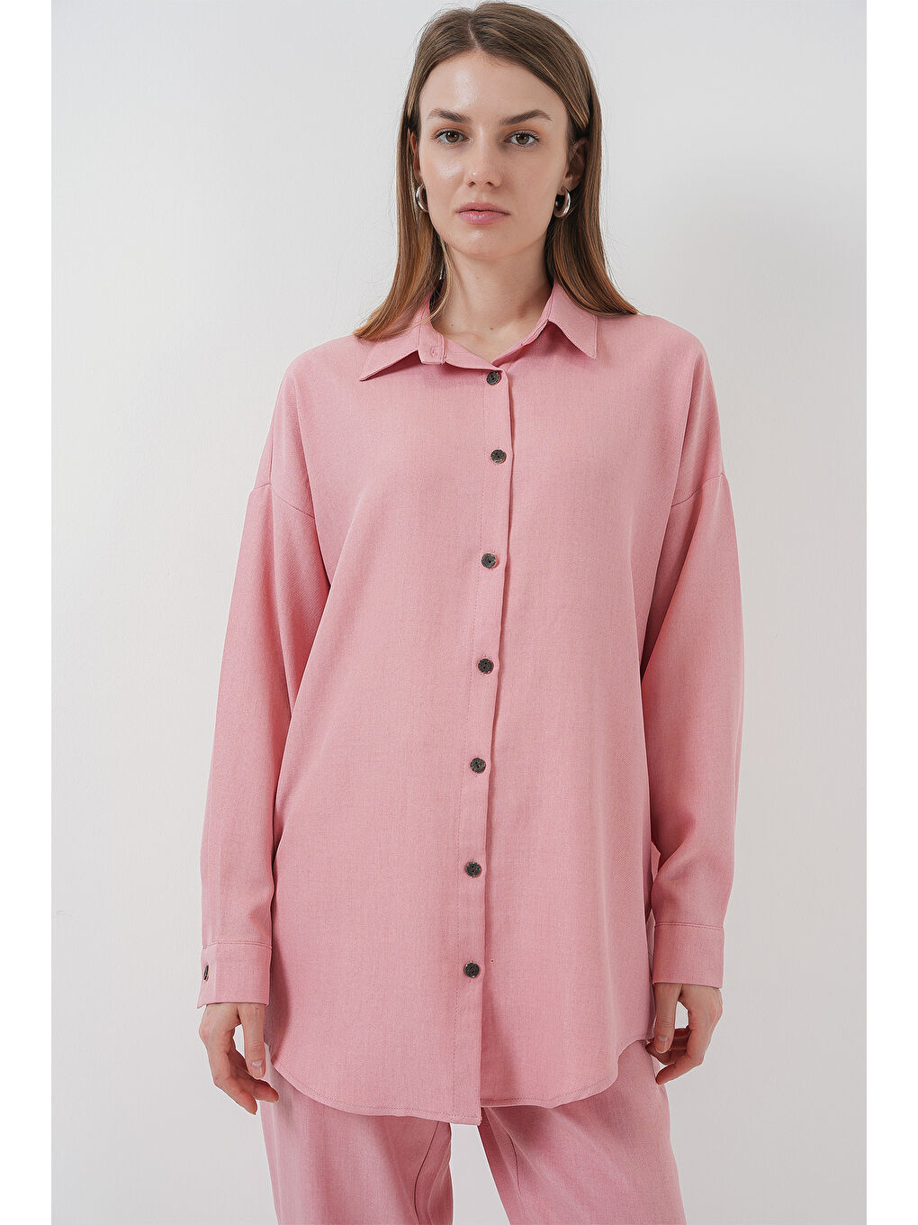 Pembe 6622 Keten İkili Takım - Pudra-3