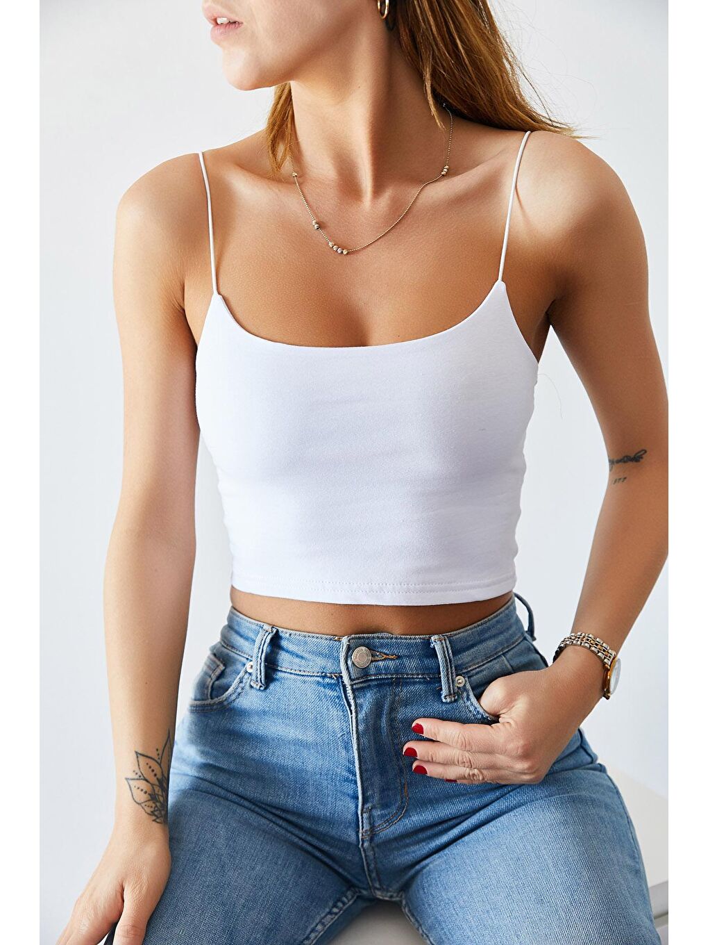 Beyaz İp Askılı Bluz 0YXK2-43399-01