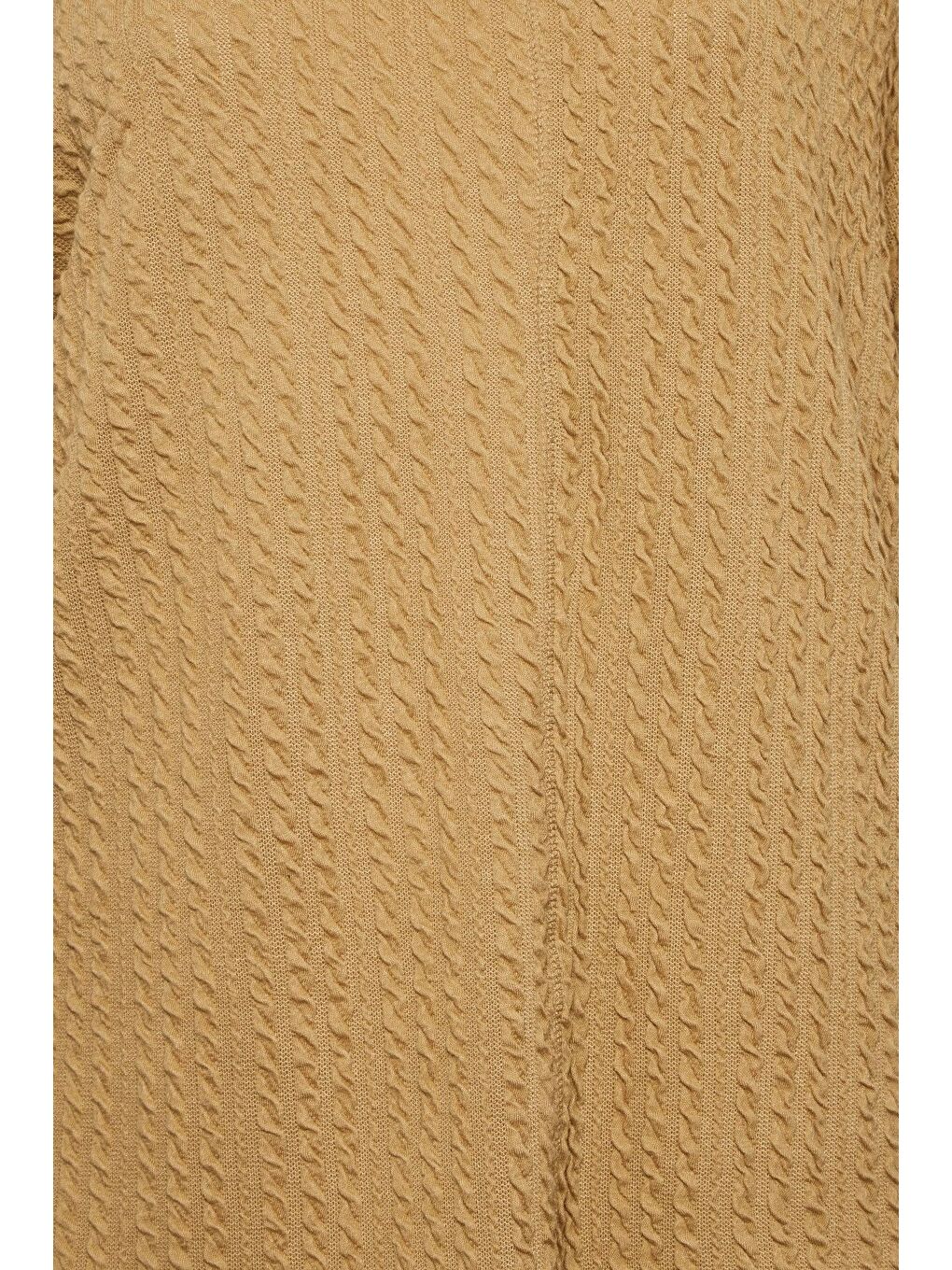 Kahverengi Büyük Beden Bisiklet Yaka Uzun Yarasa Kol İnce Bluz 301719-5