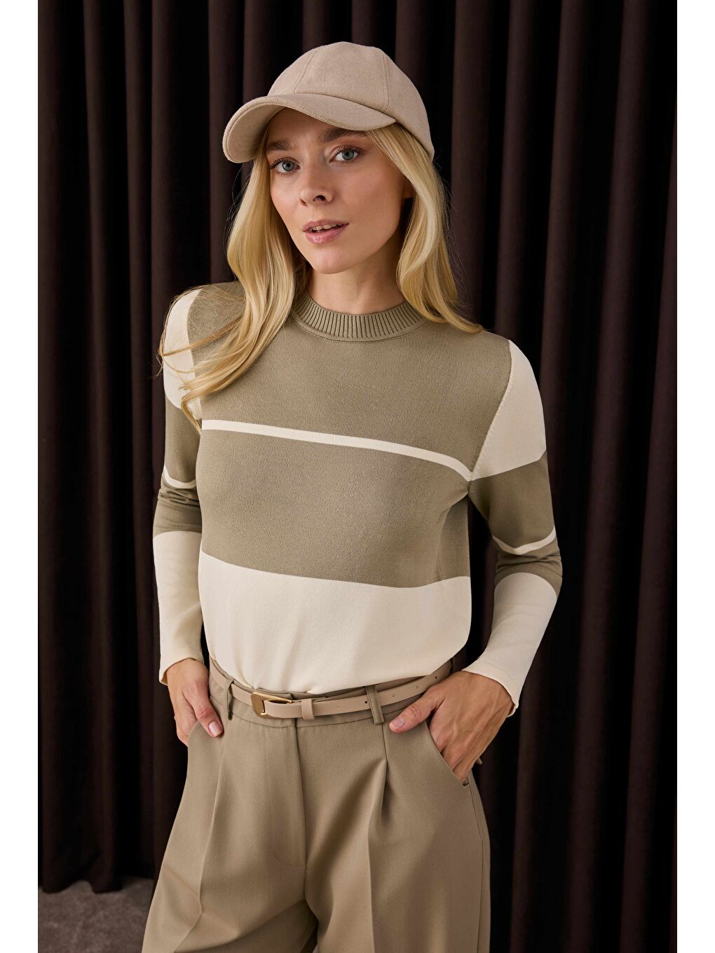 Bej Bloklu Kazak Vizon-Kemik-3