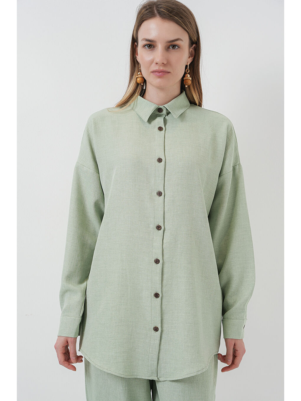 Yeşil 6622 Keten İkili Takım - Mint-1