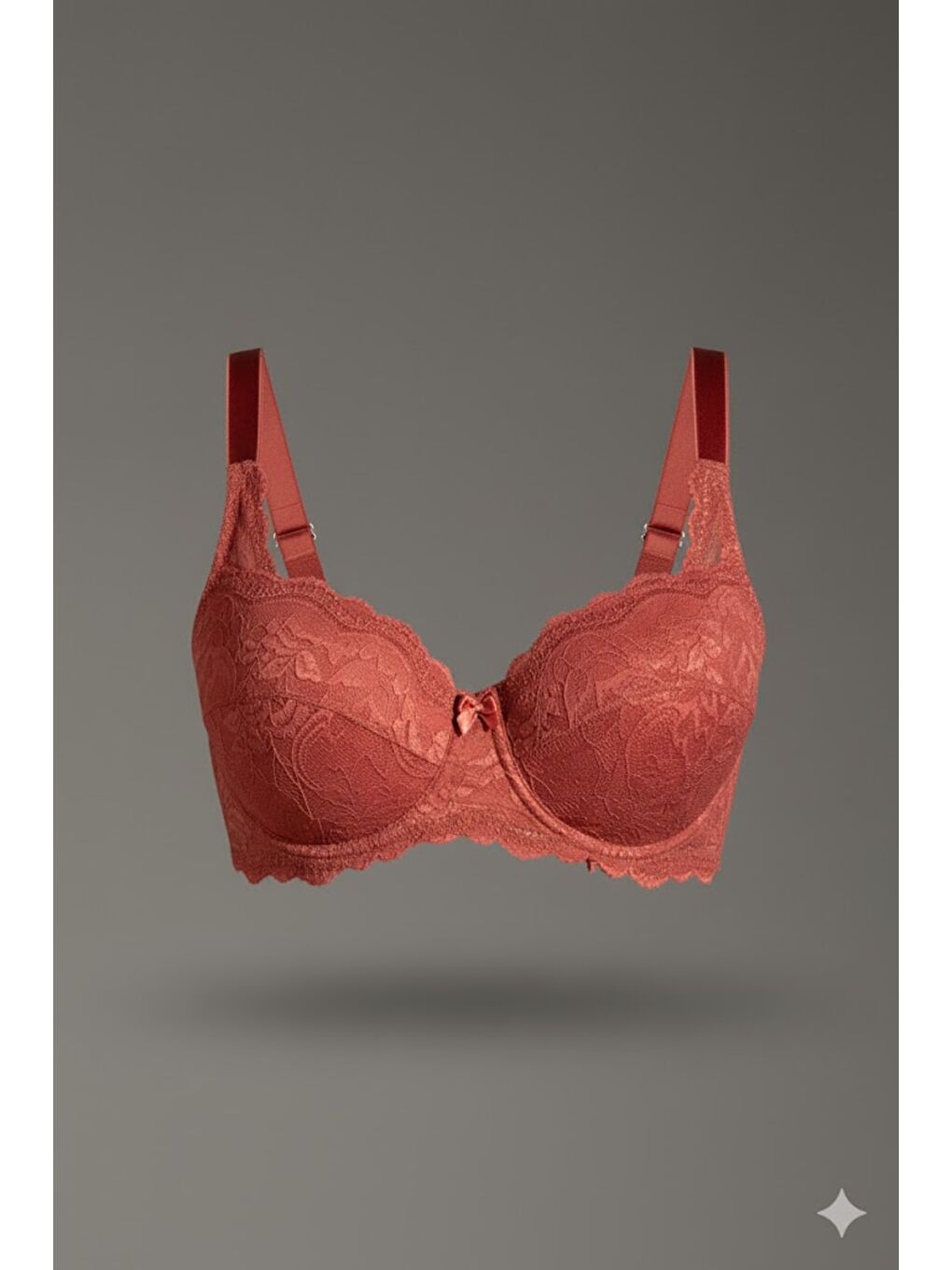 Kahverengi Dantelli Desteksiz Sütyen C18042 Kiremit