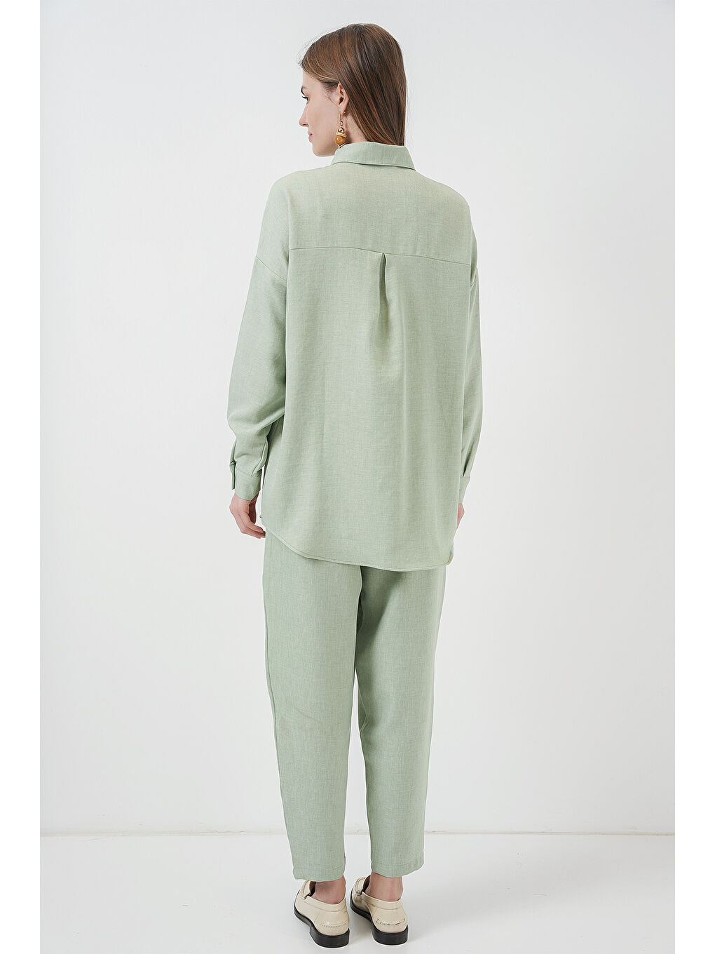 Yeşil 6622 Keten İkili Takım - Mint-5