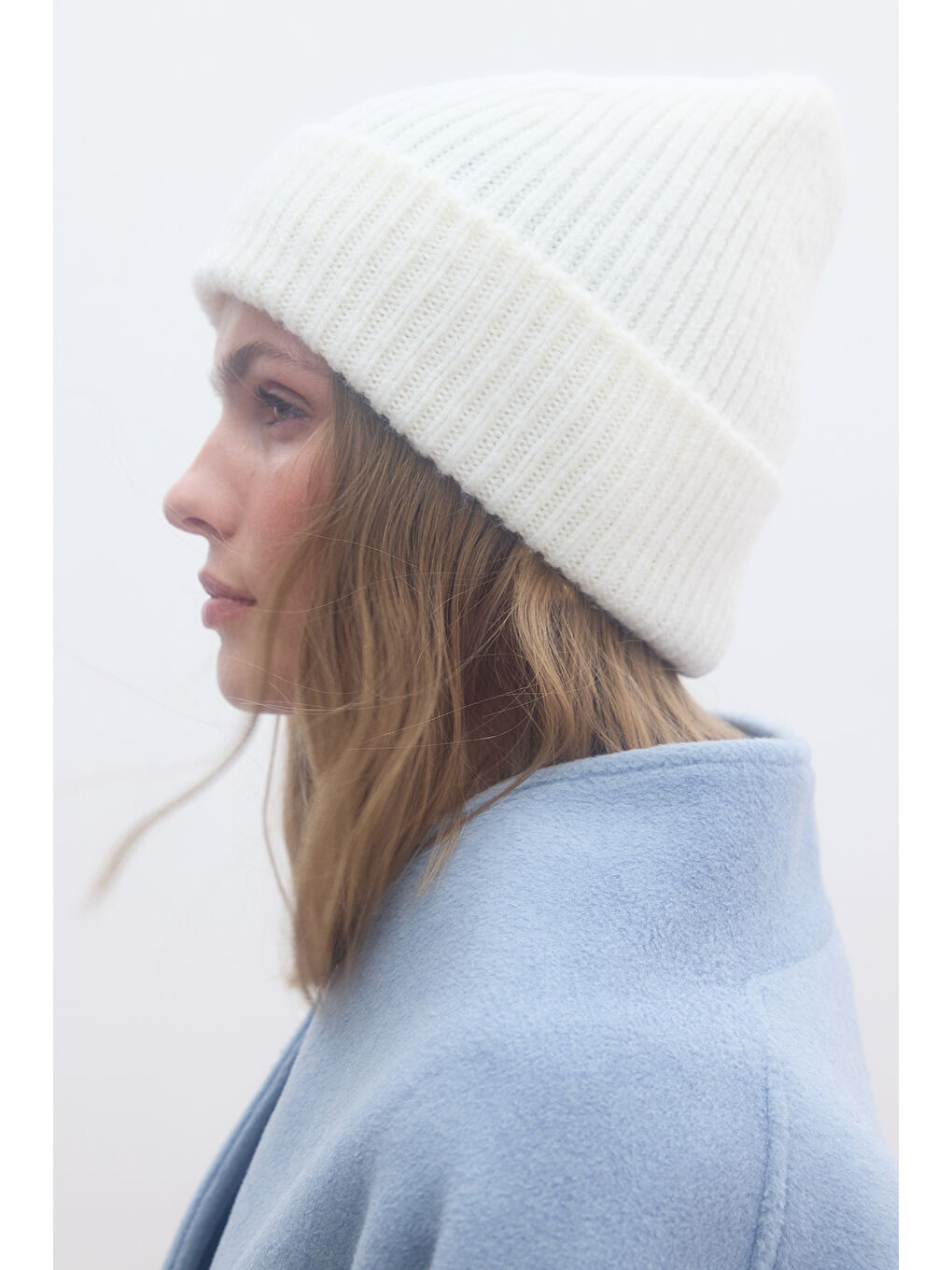 Kalın Örgü Bere Ekru-1