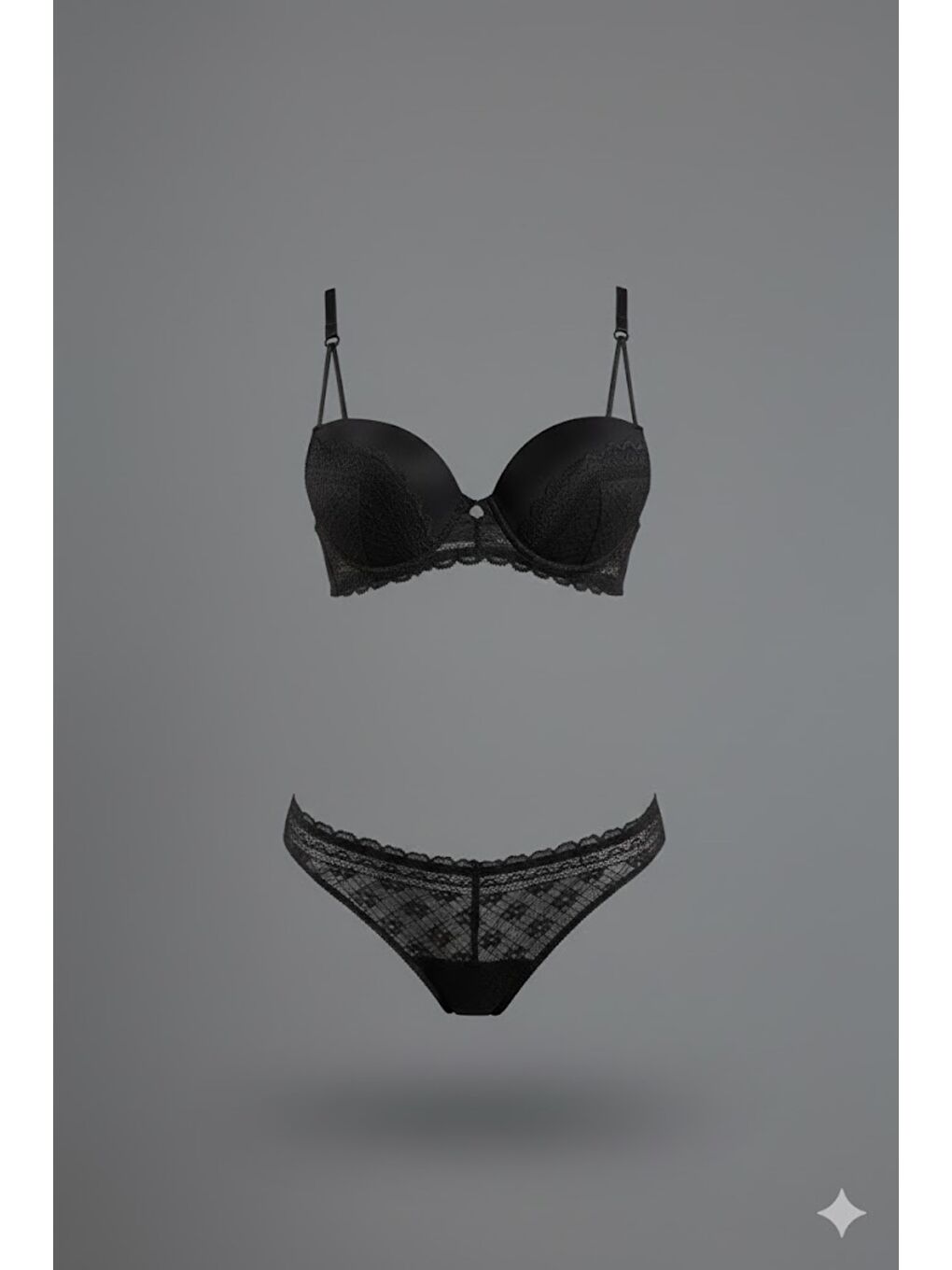 Destekli Sütyen Külot Takım C14158 Siyah
