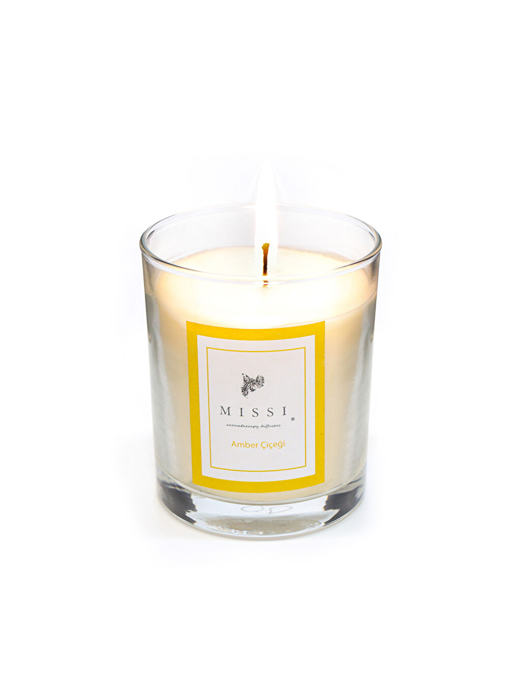 Ekru Kapaklı Amber Çiçeği Kokulu Vegan Mum(140 gr)-1